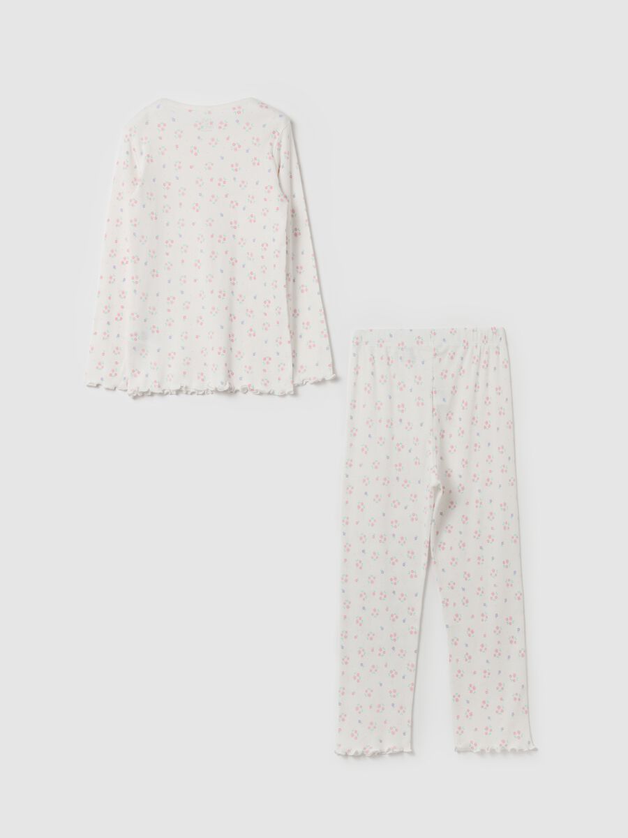 Ribbed floral pyjamas in organic cotton_1