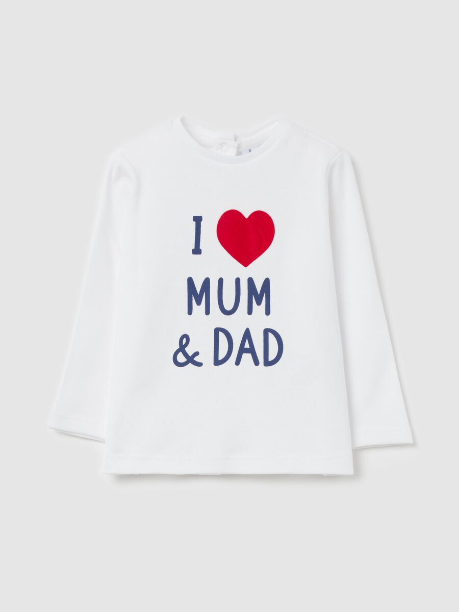 T-shirt in cotone bio stampa "I Love Mum & Dad"_0