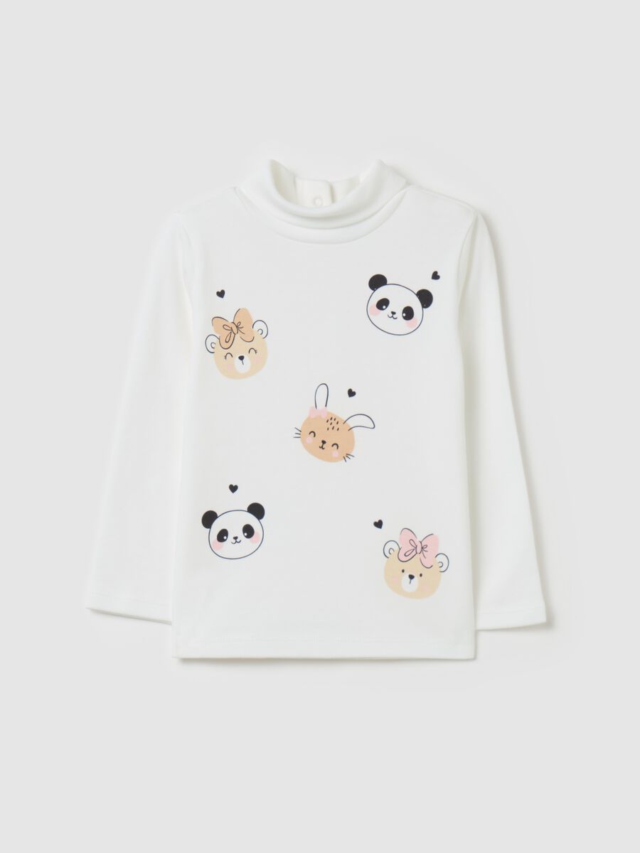 T-shirt with high neck with animals print_0