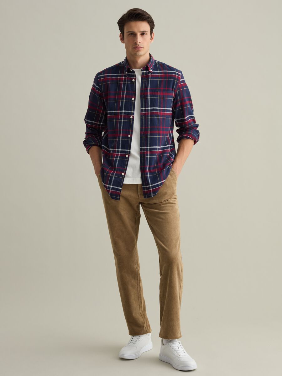 Chequered flannel button-down shirt_0