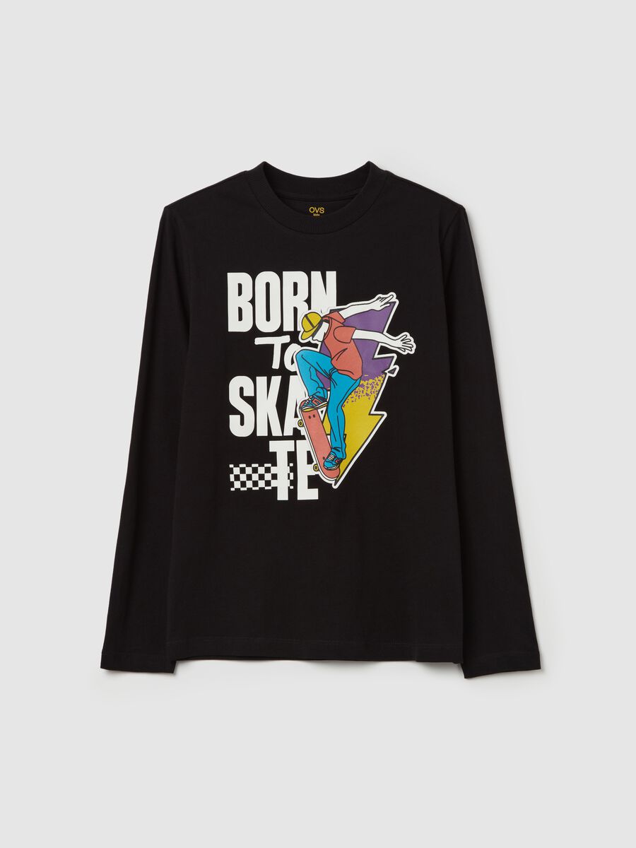 T-shirt with long sleeves and "Born to Skate” print_0