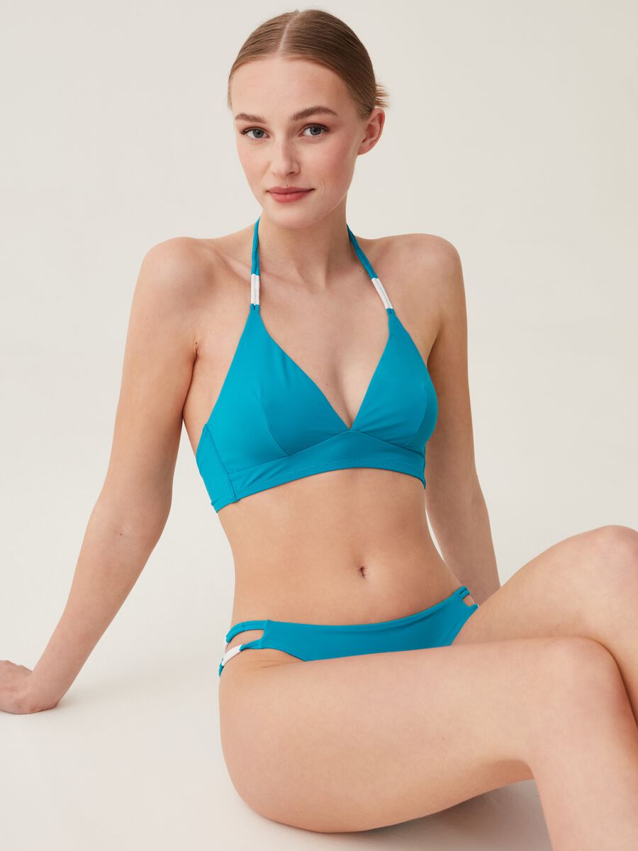Triangle bikini top with contrasting details_0