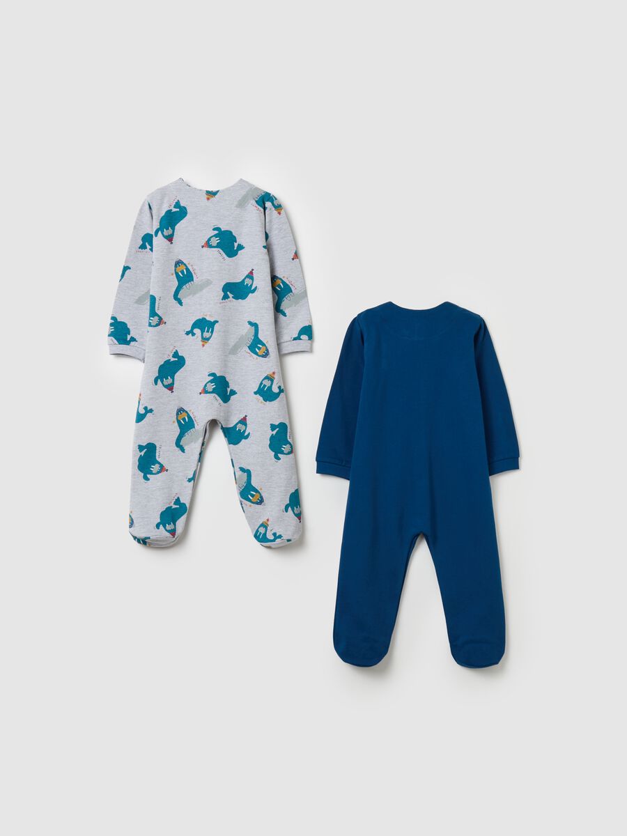 Two-pack onesies in organic cotton with walruses print_1