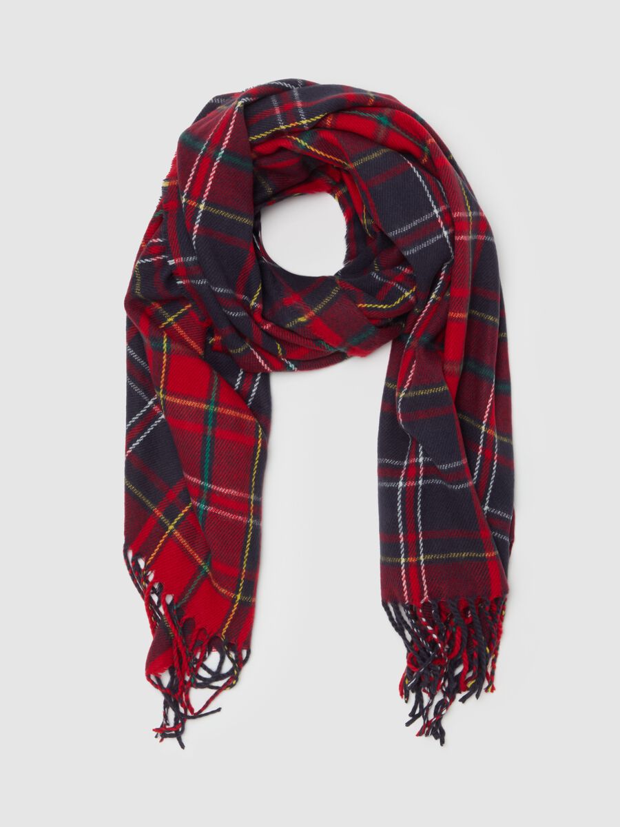 Tartan scarf with fringe_0