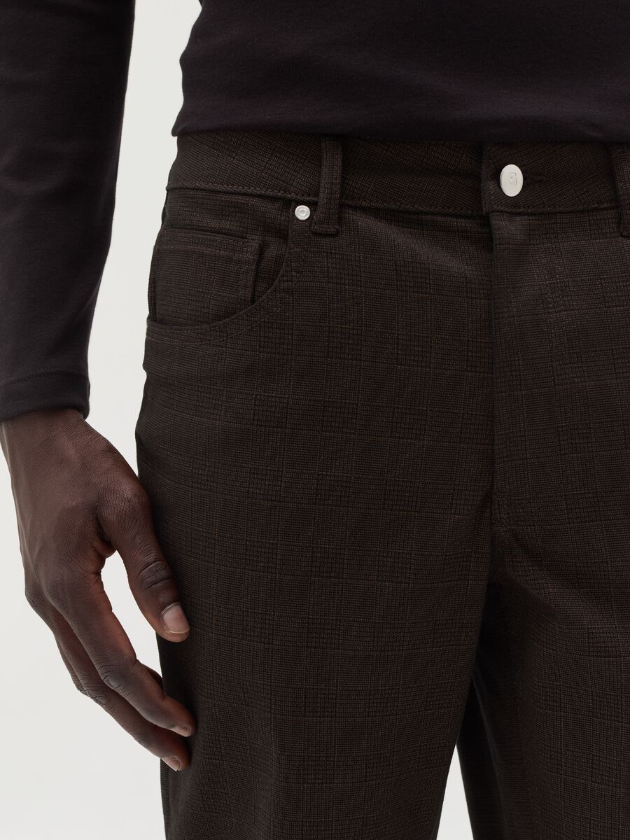 Five-pocket trousers in Prince of Wales fabric_3