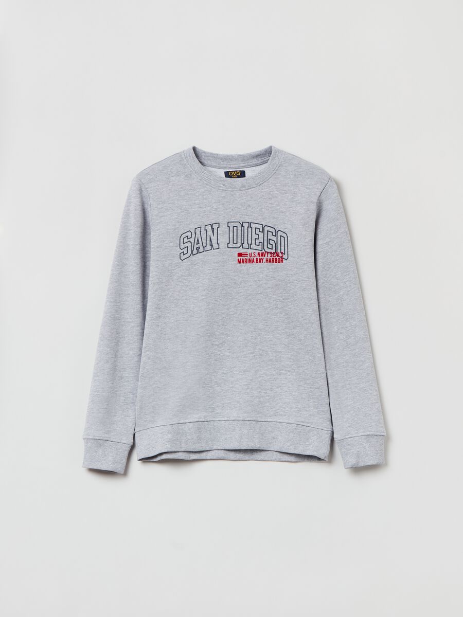 Cotton sweatshirt with printed lettering_0