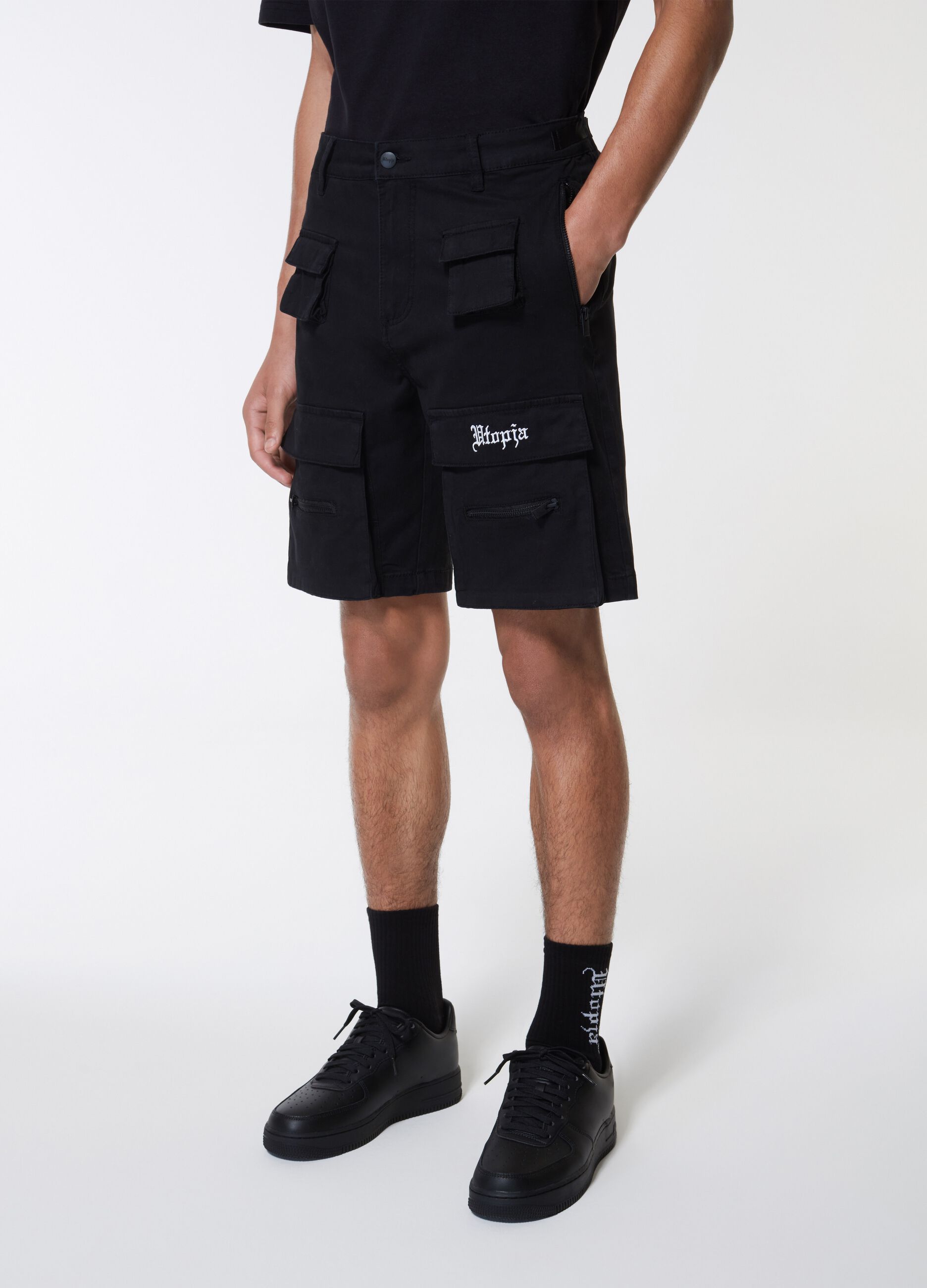 Multi Pocket Cargo Shorts Black