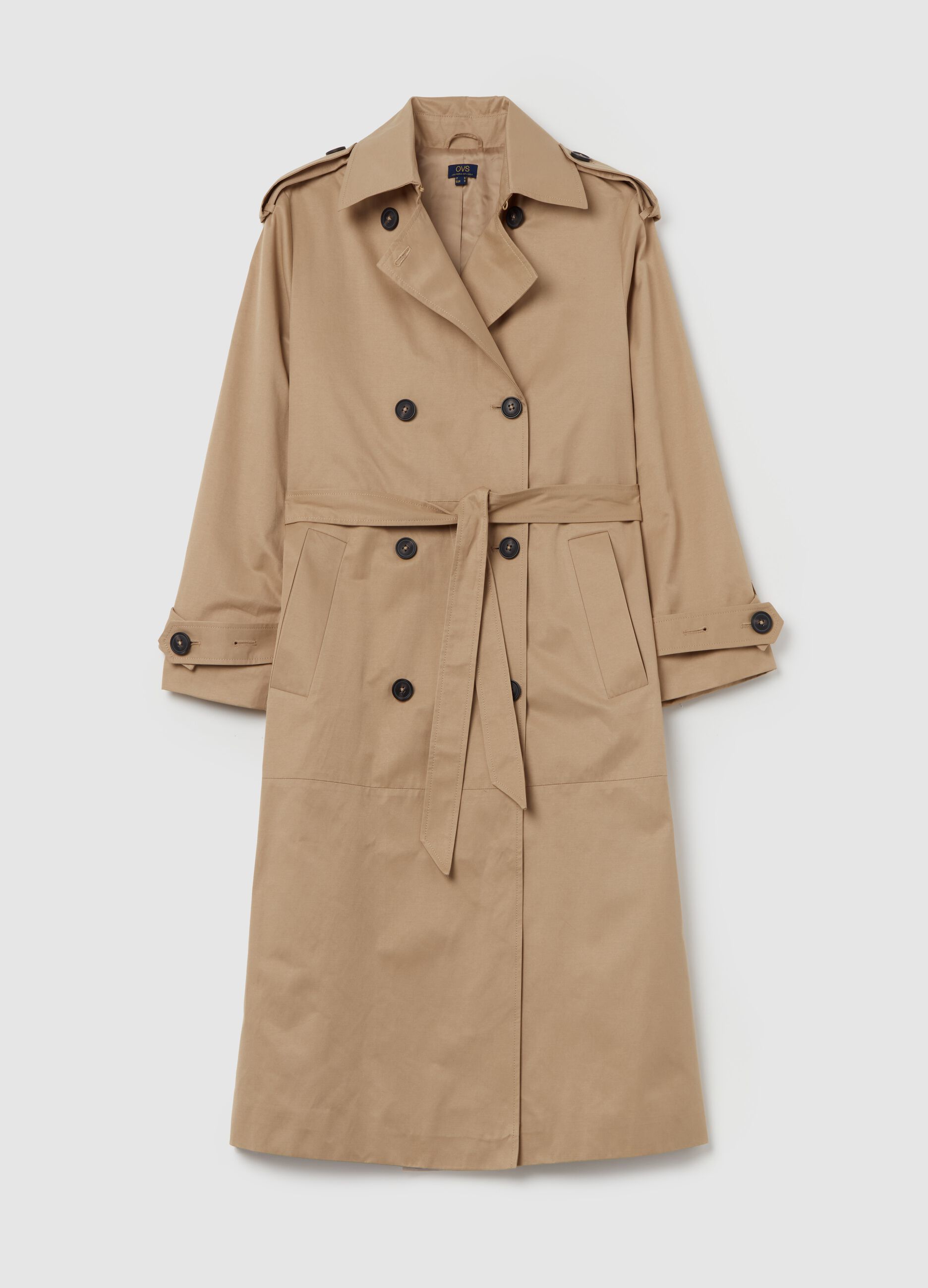 Long double-breasted trench coat