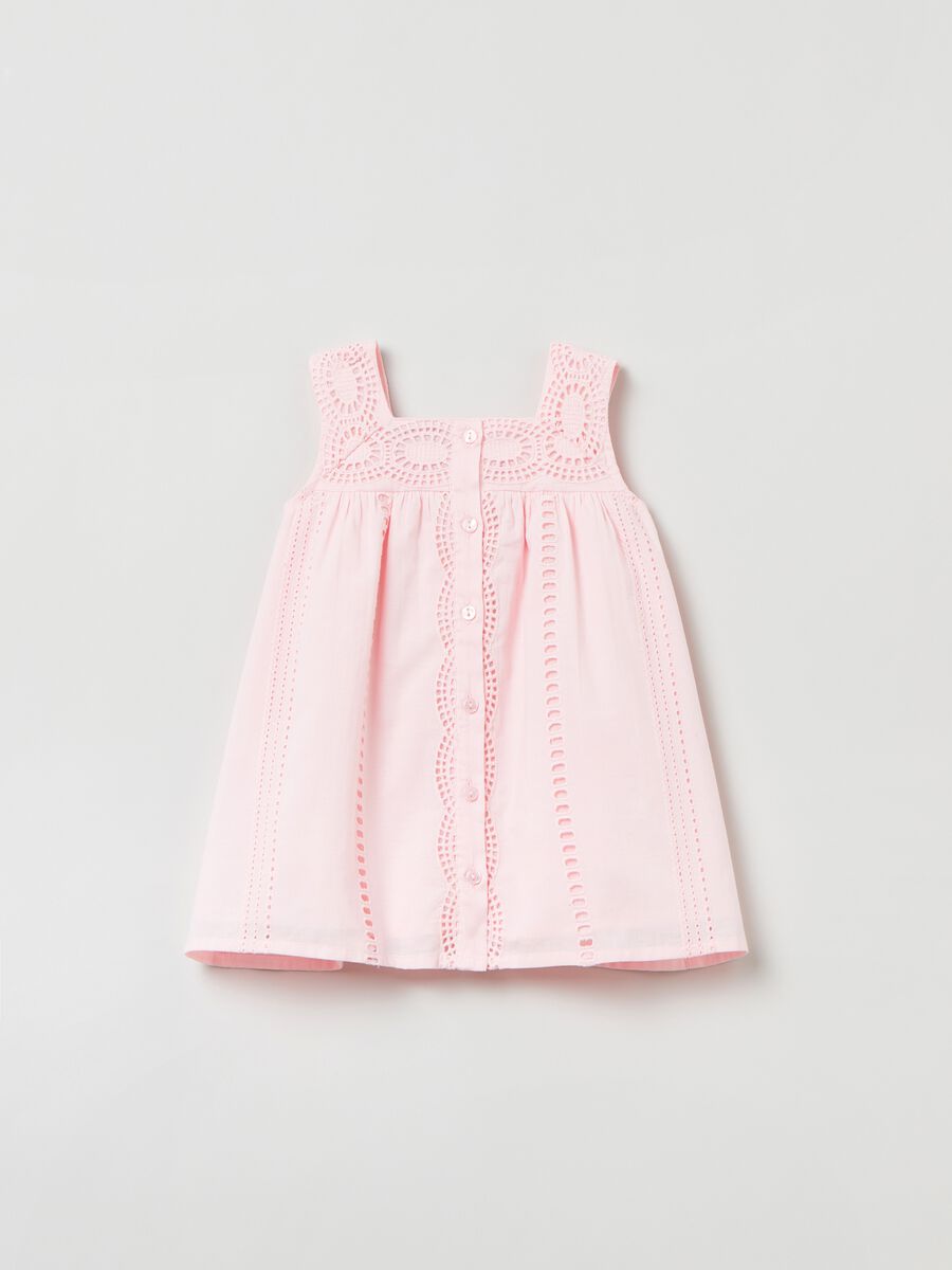 Sleeveless dress in broderie anglaise cotton_1