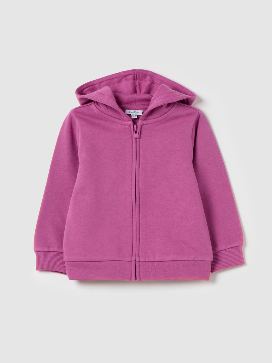 Full-zip in cotone bio con cappuccio_0