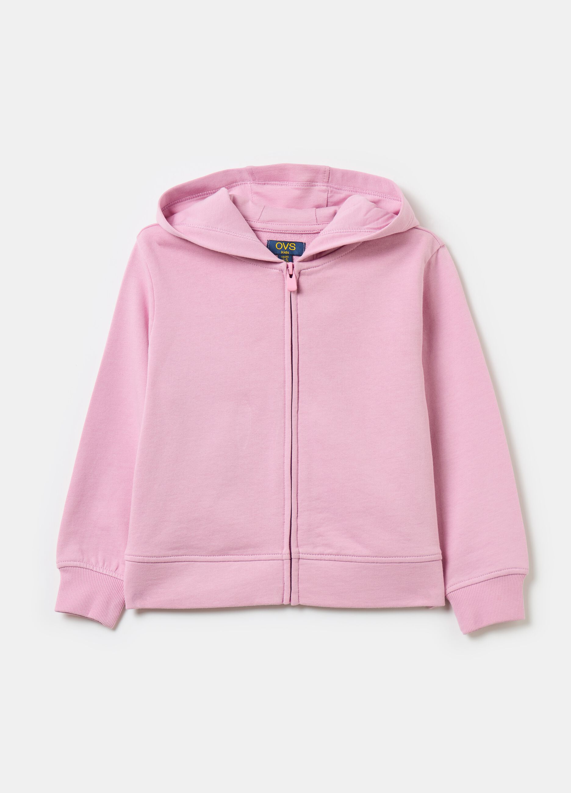 Full-zip sweatshirt in solid colour French terry