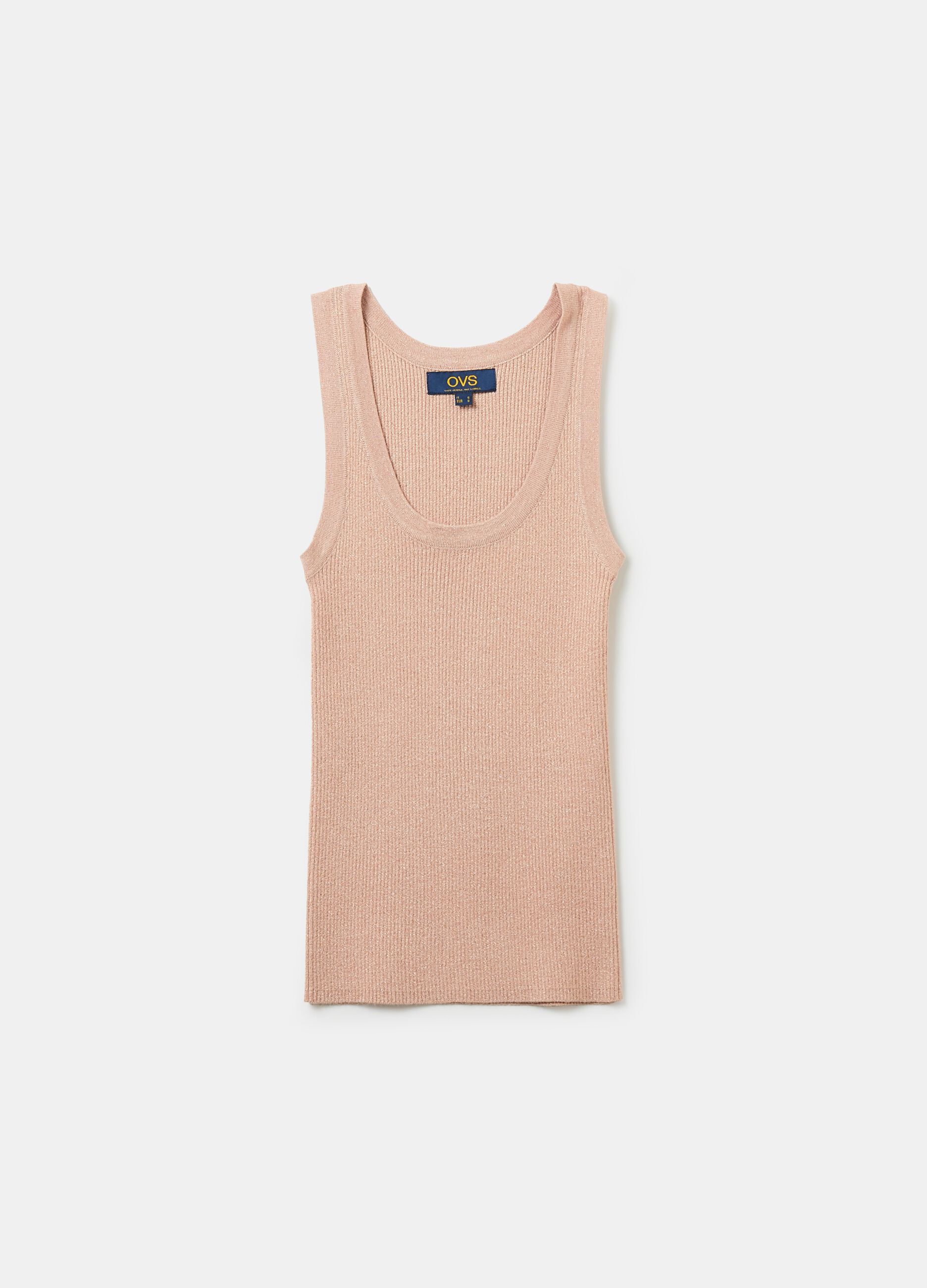 Ribbed tank top with lurex