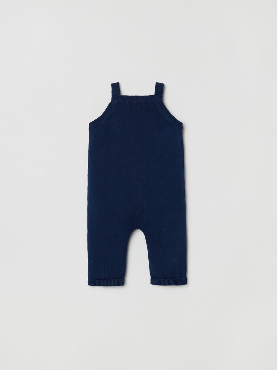 Solid colour, knitted cotton dungarees_1