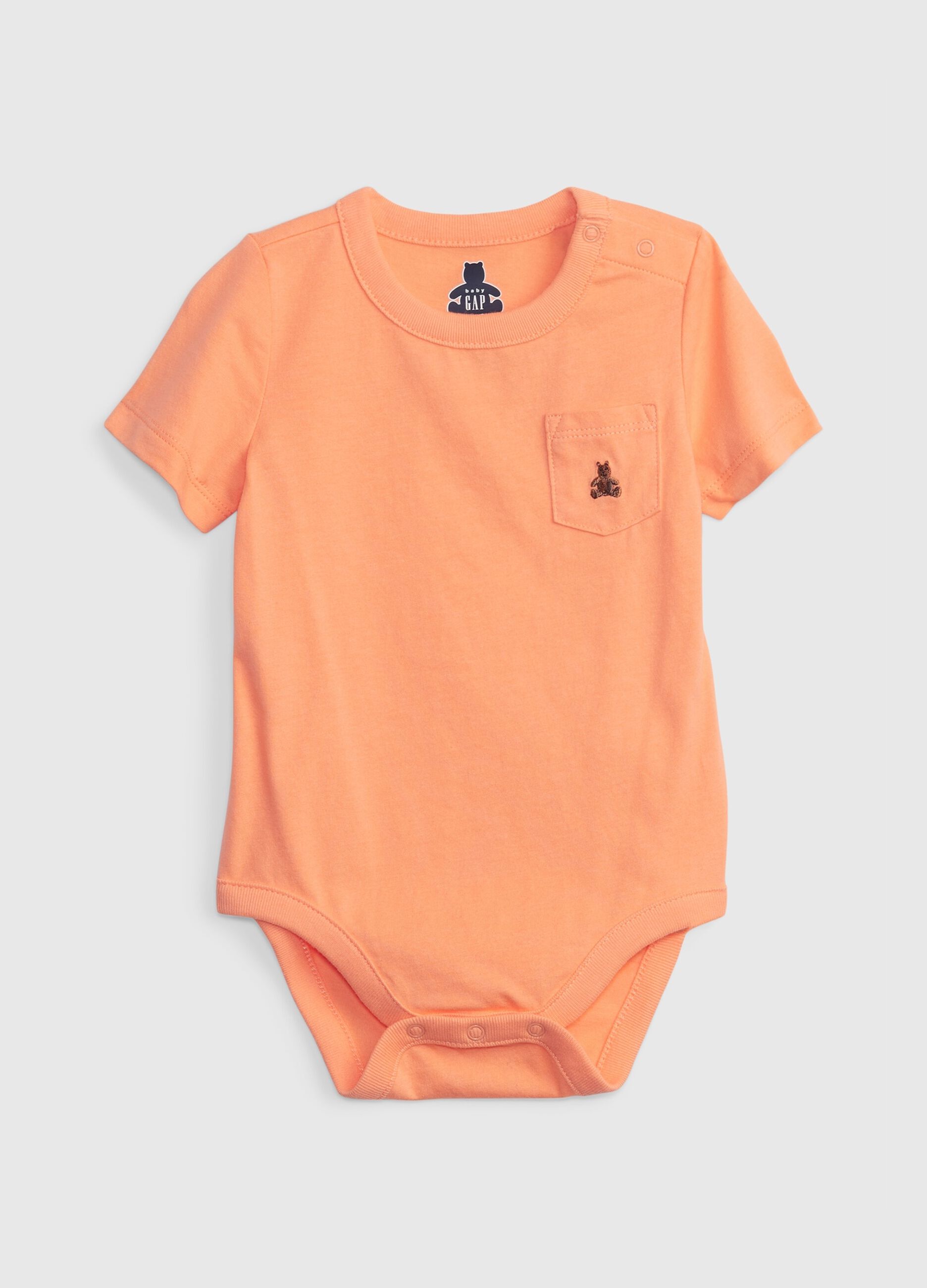 GAP KIDS Baby Boy's Peach Orange Organic cotton bodysuit with embroidered  bear