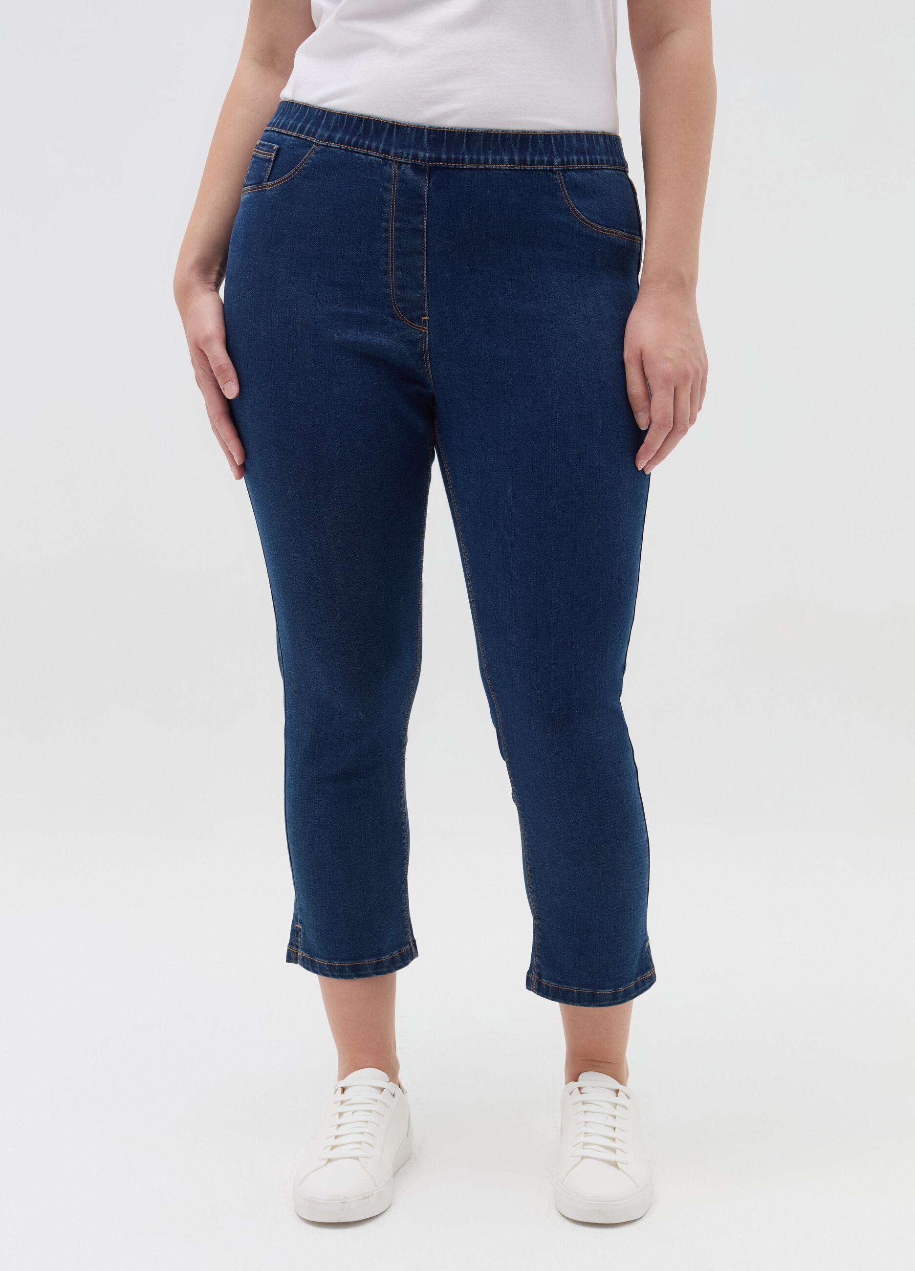 Curvy crop jeggings with splits