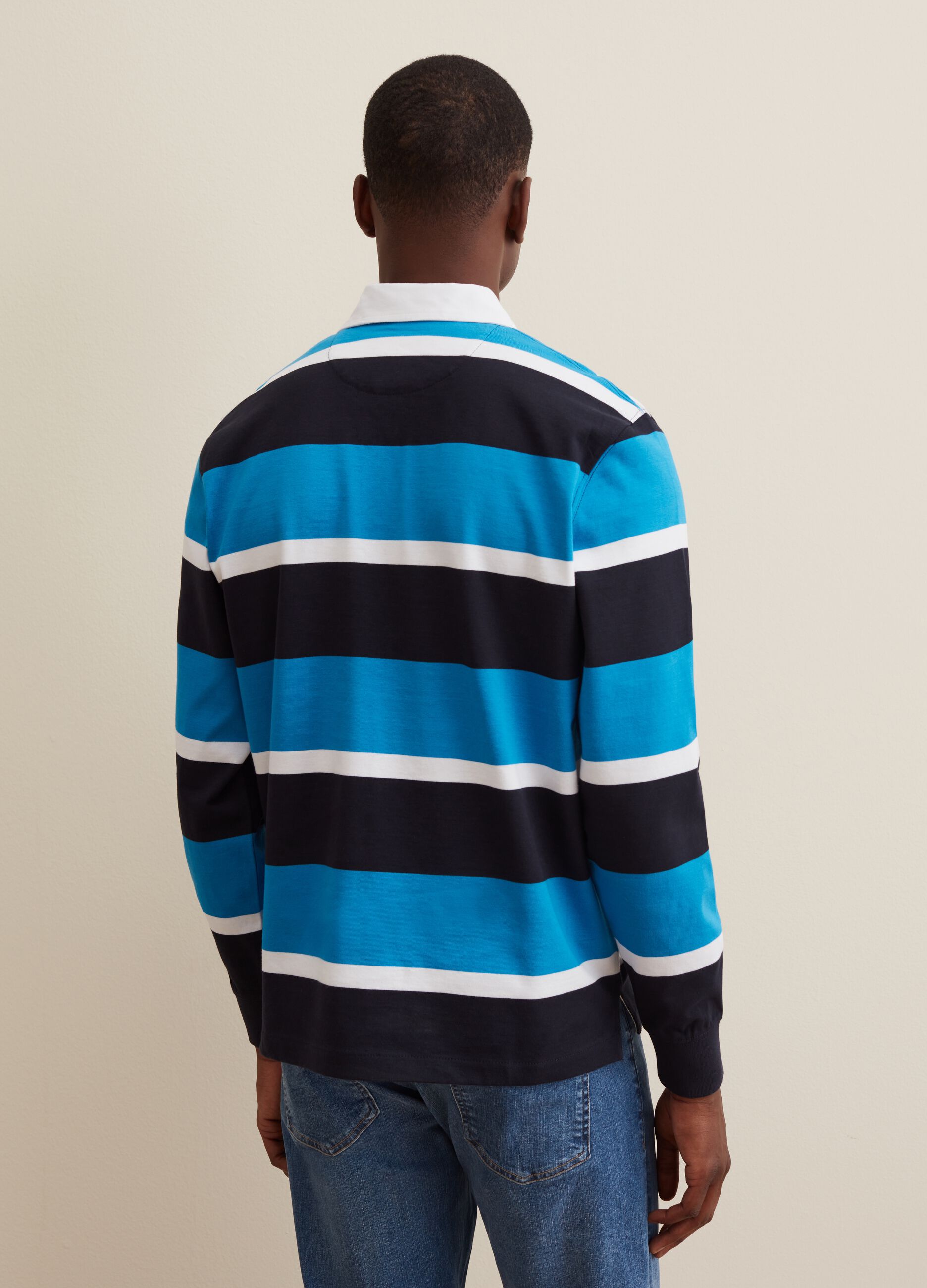 Long-sleeved polo shirt with striped pattern