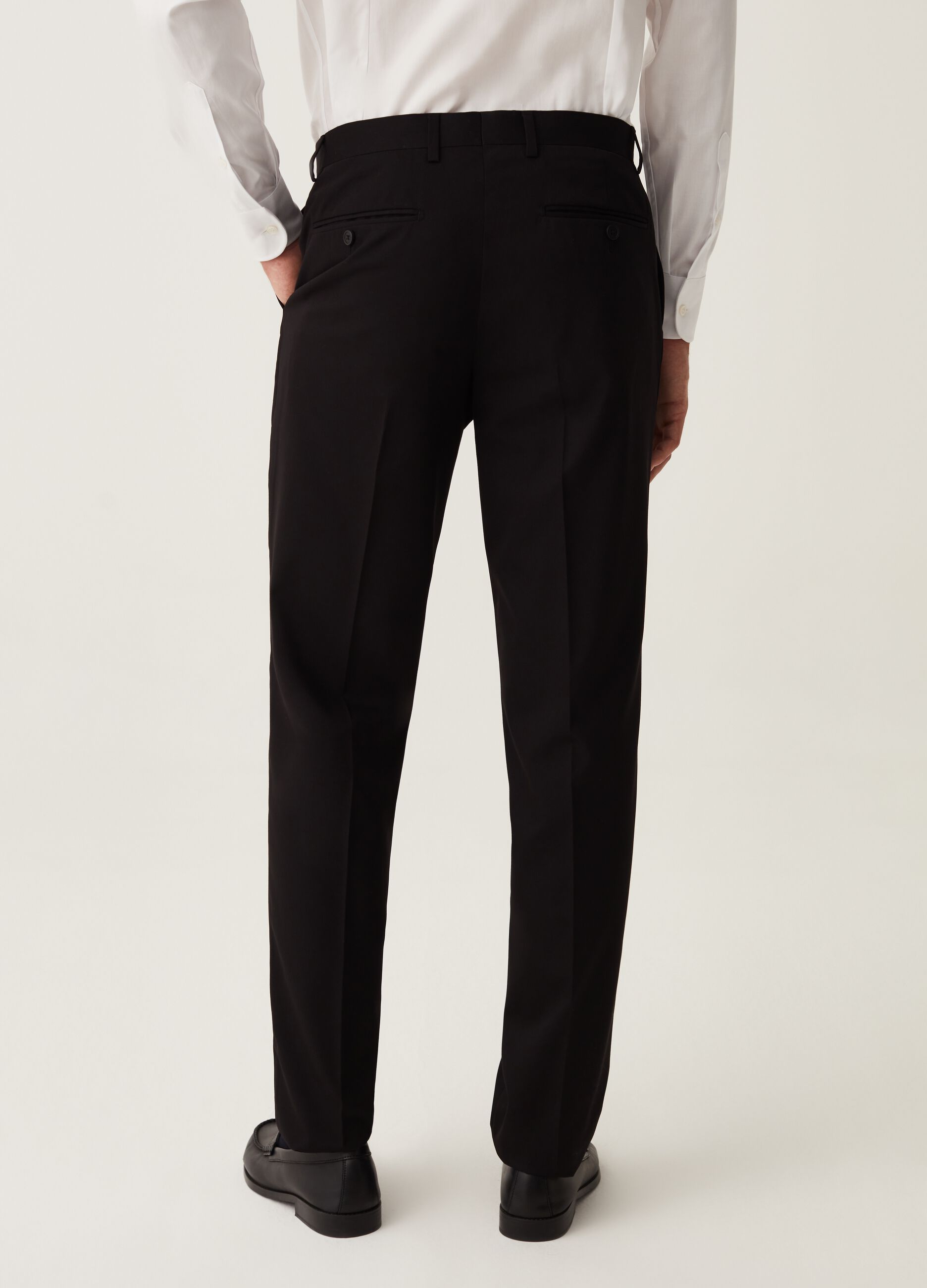 Black regular-fit trousers