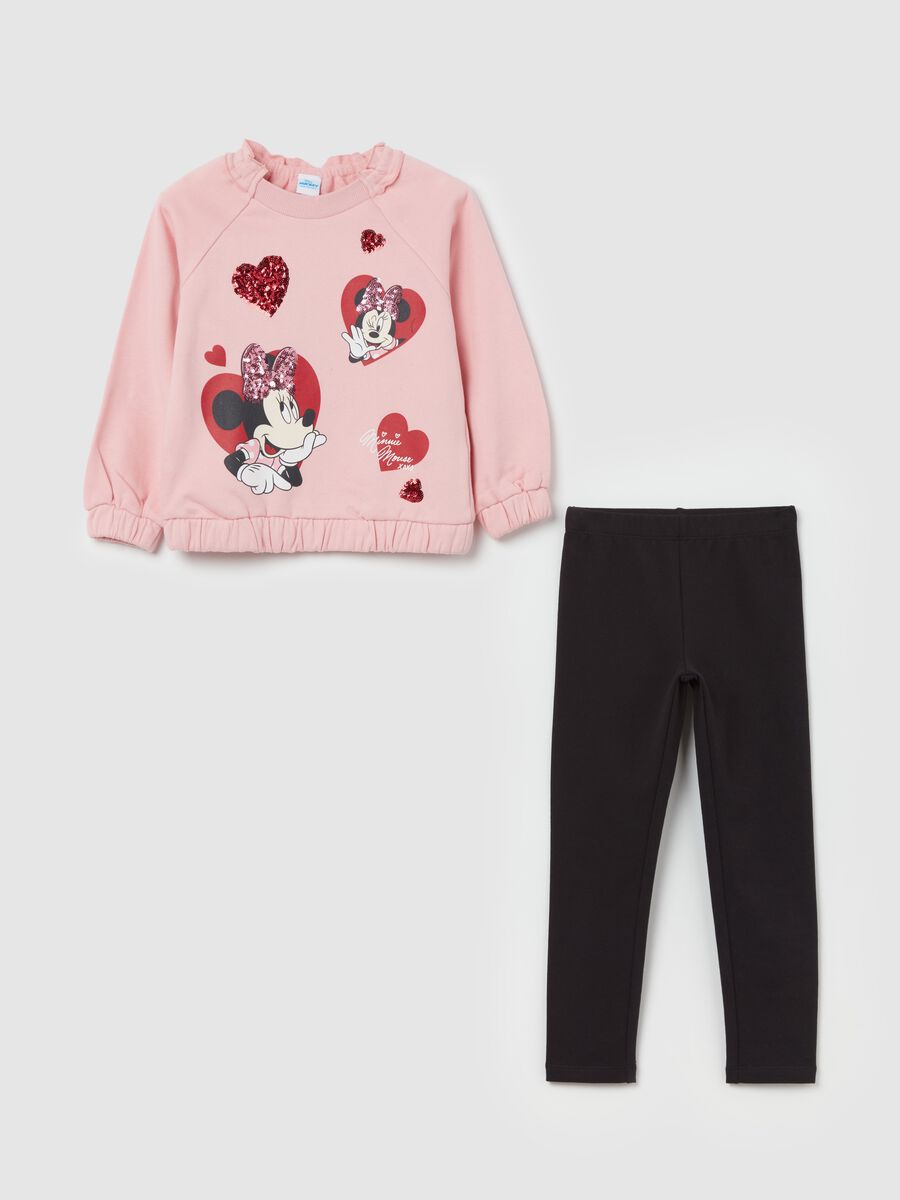 Jogging set con paillettes e stampa Minnie_0