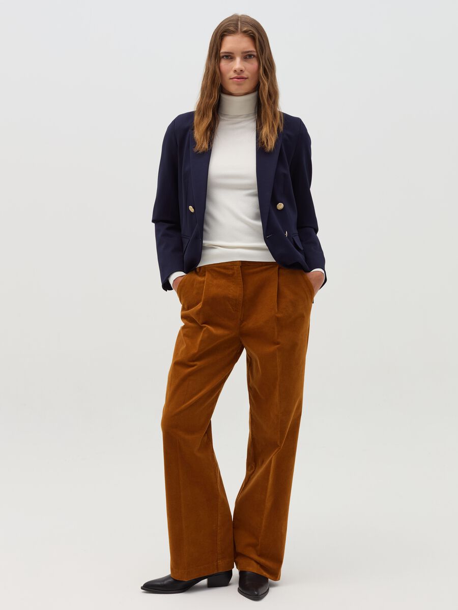 Straight-fit trousers in corduroy with darts_0