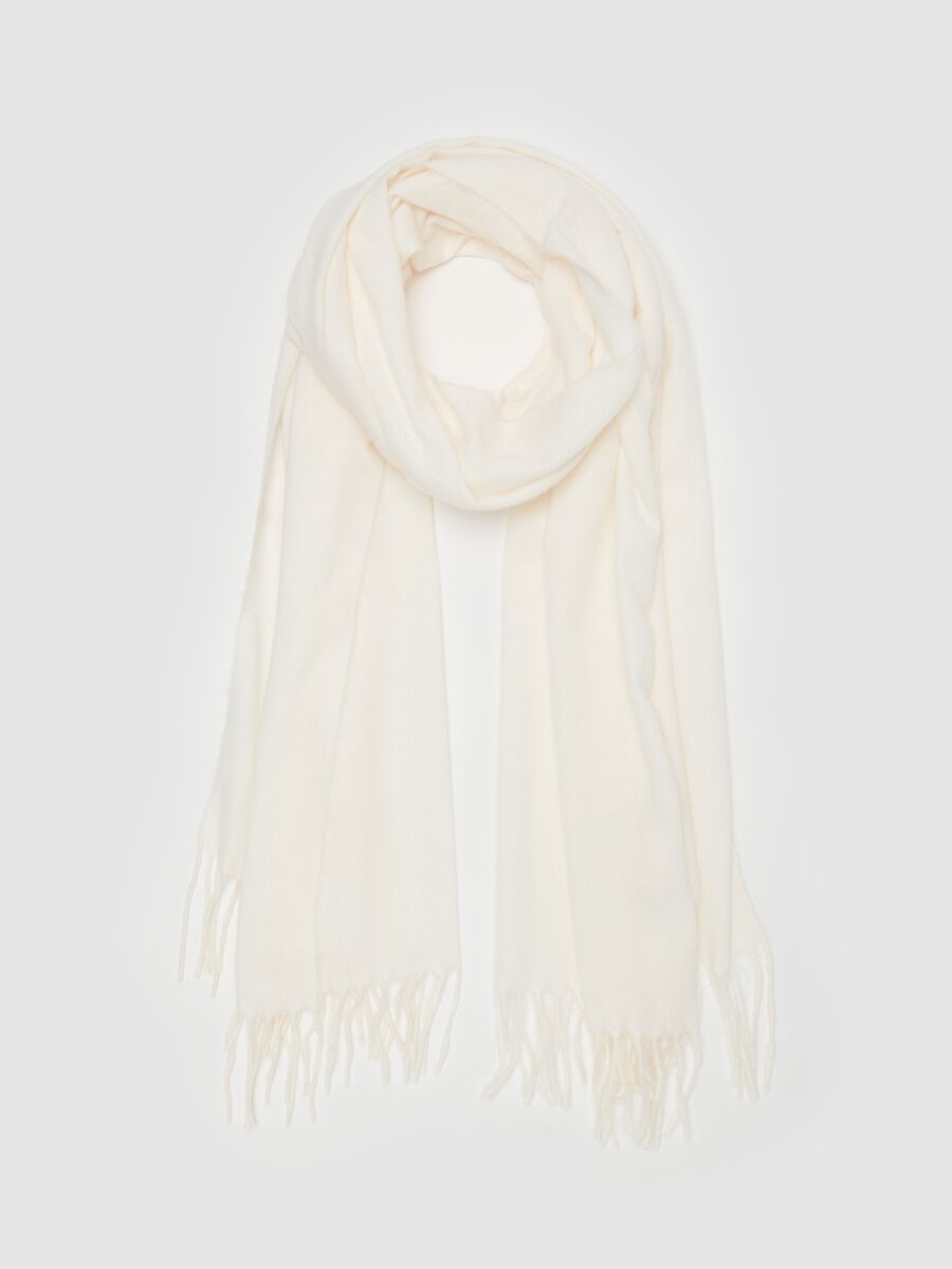 Solid colour pashmina with fringe_0