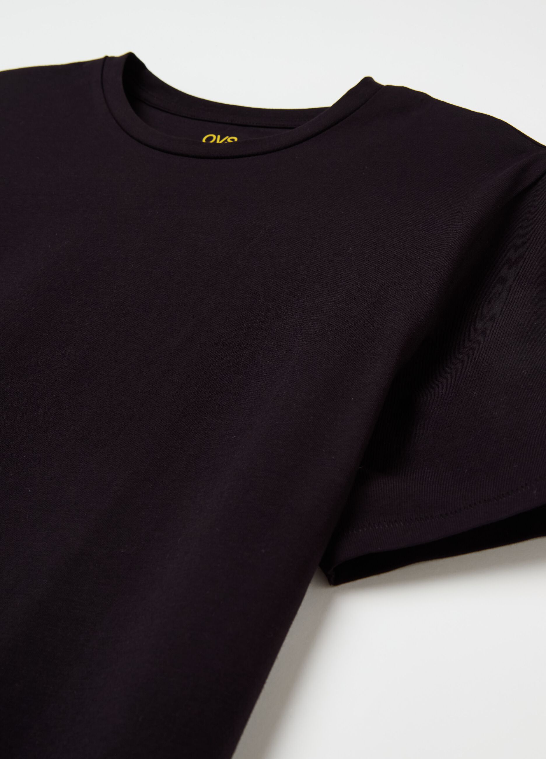 Stretch cotton T-shirt with crew-neck