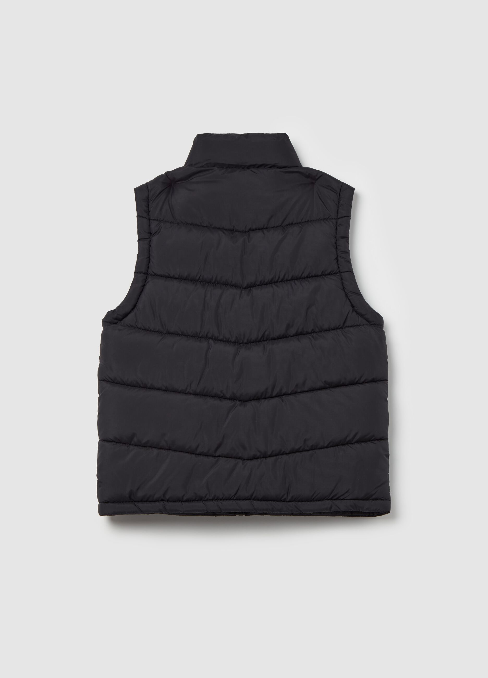 Full-zip quilted gilet with ripstop weave