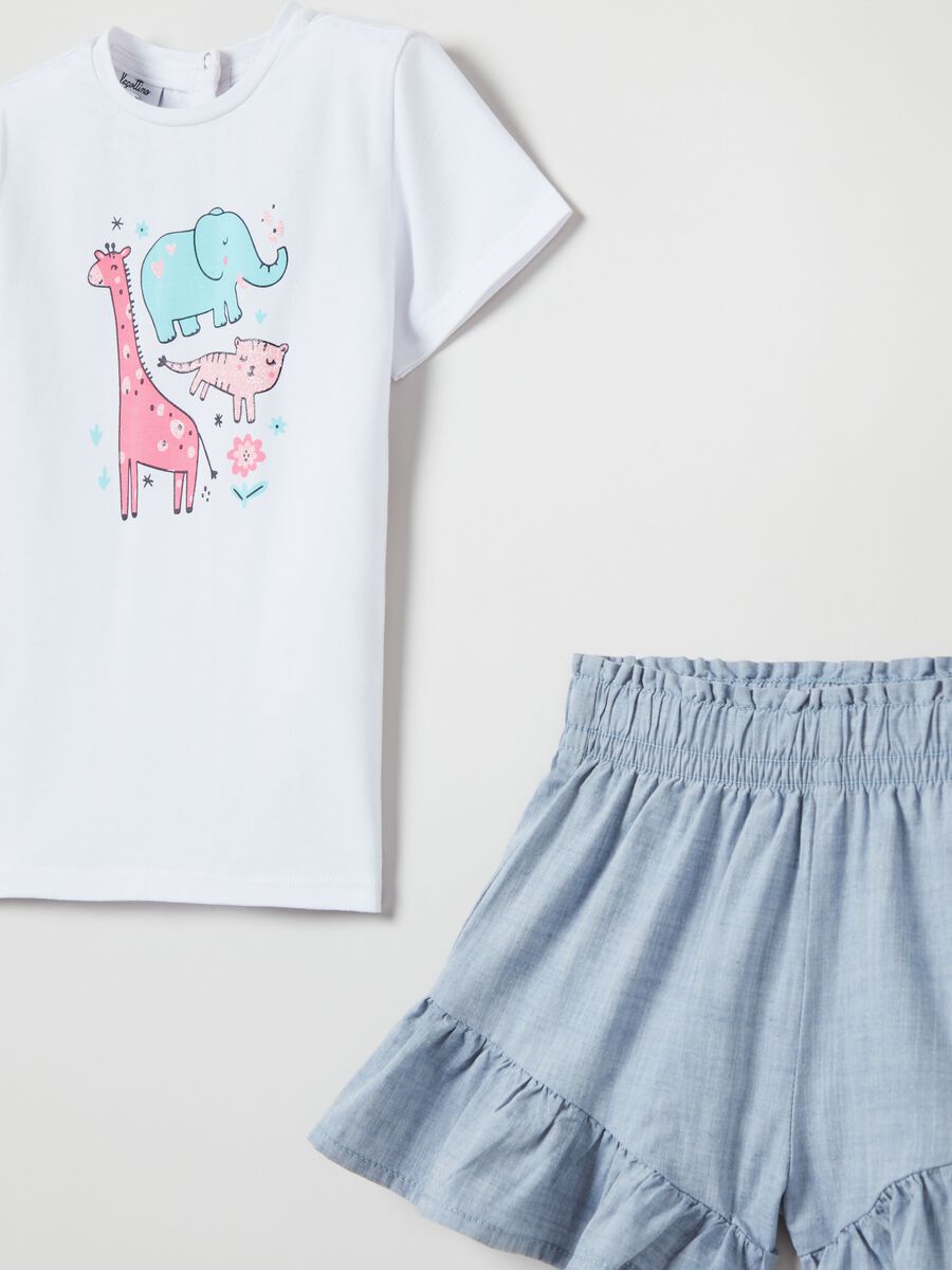 T-shirt with print and culottes with flounce set_2