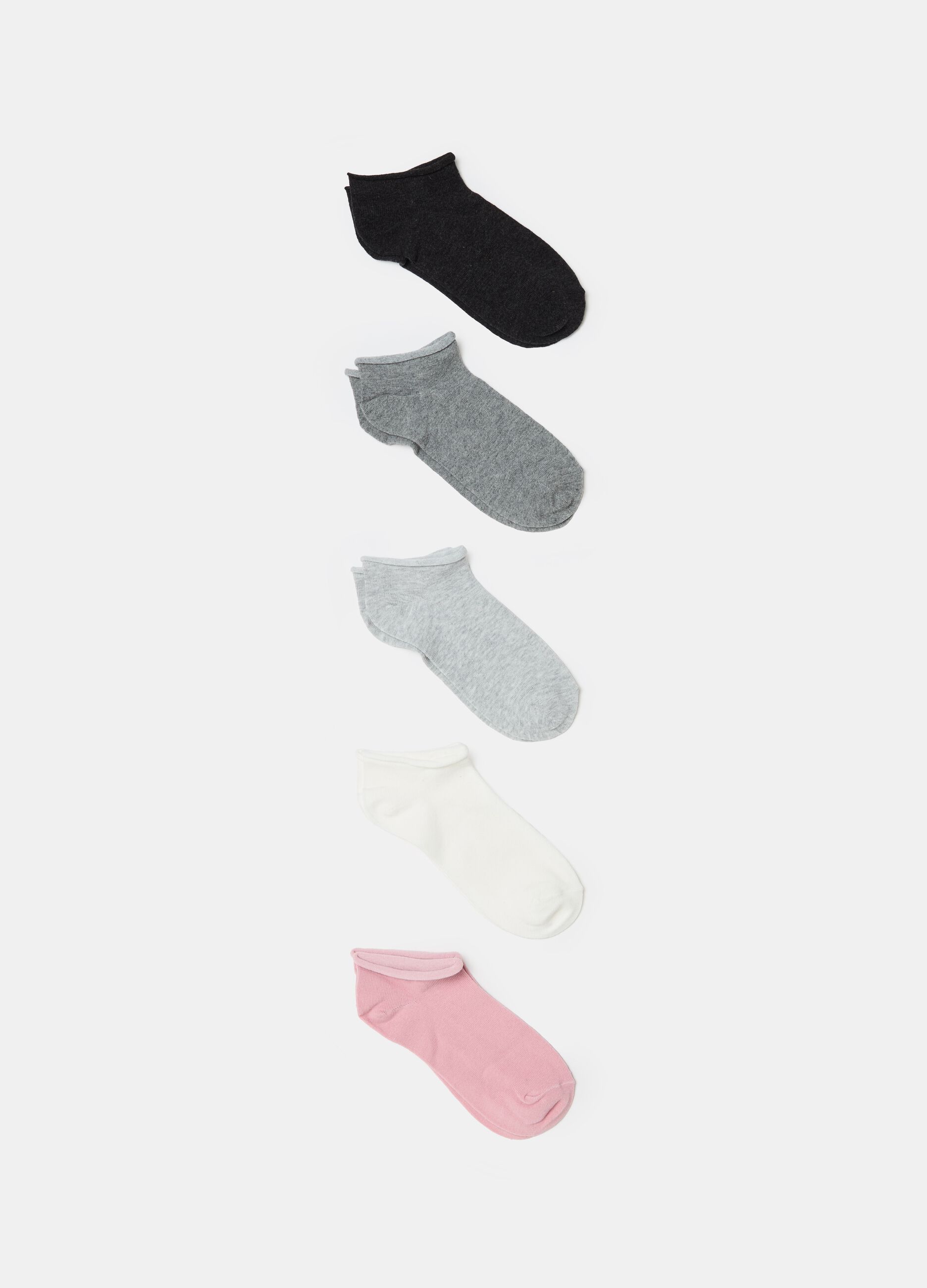 Five-pair pack shoe liners with wavy hem