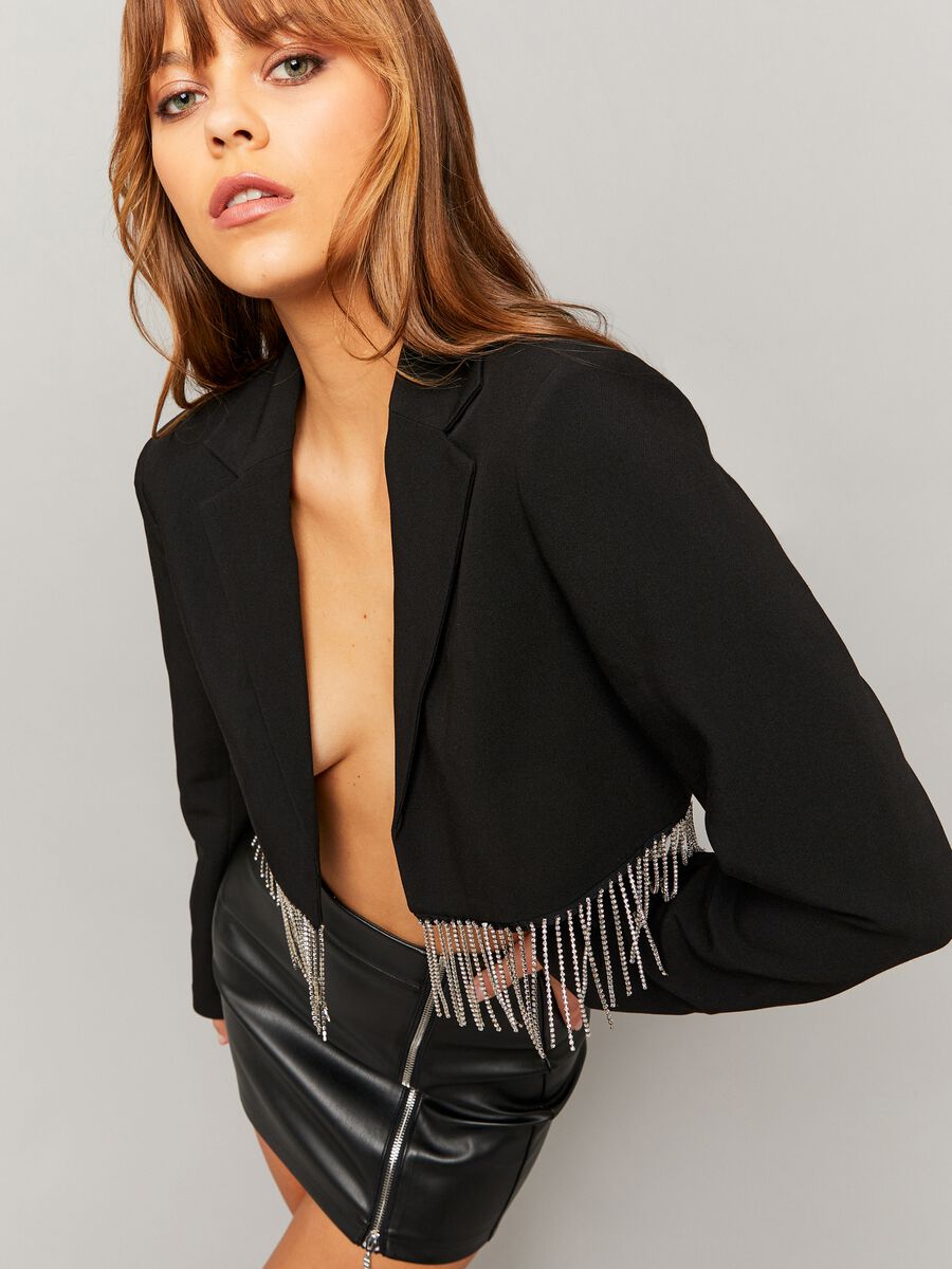 Cropped Blazer with rhinestone fringes_2