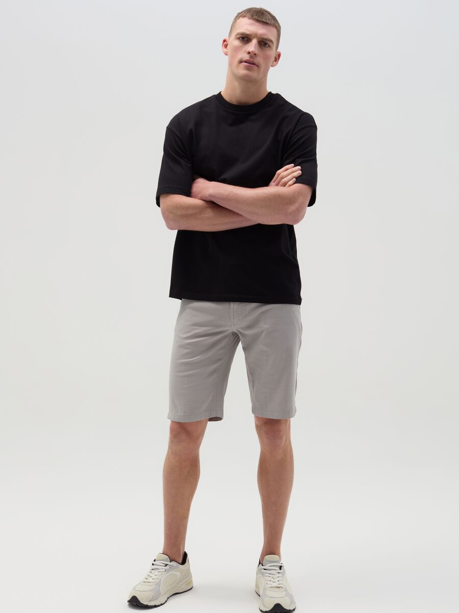 Bermuda shorts with five pockets in cotton and linen_0