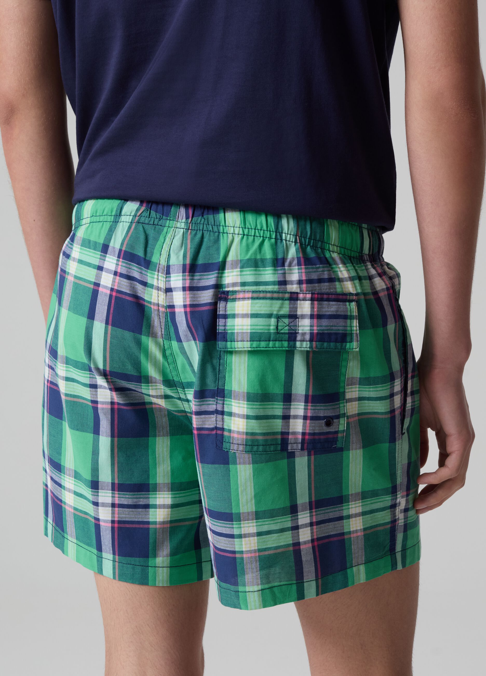 Bermuda swim shorts in check cotton