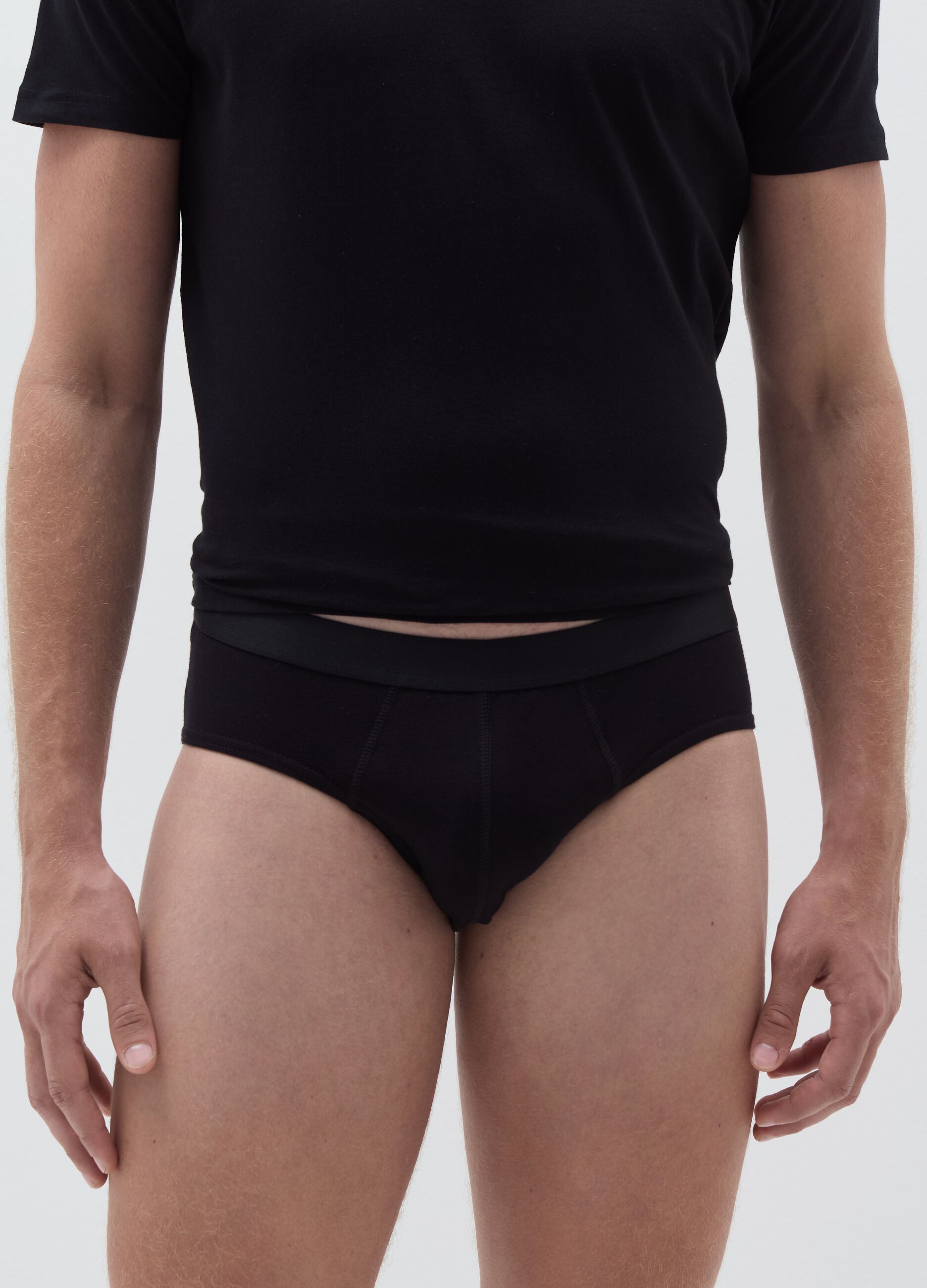 Three-pack briefs with external elastic