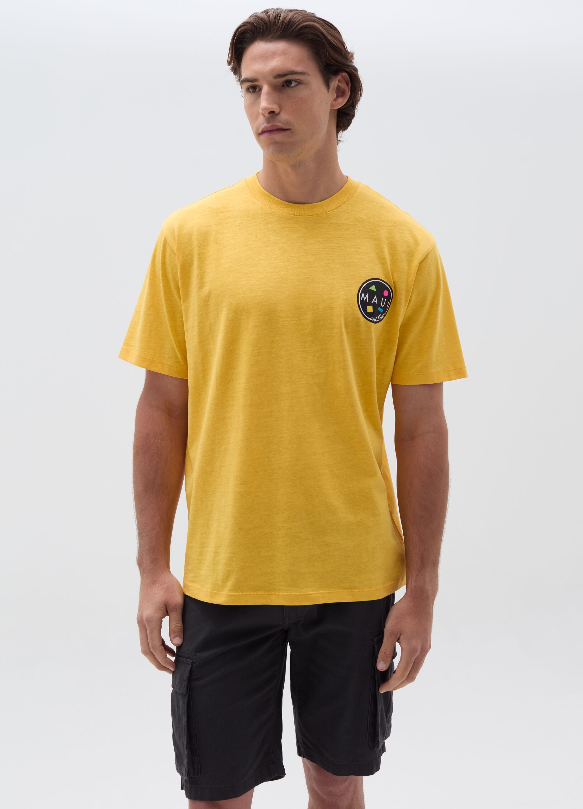 Slub jersey T-shirt with logo print