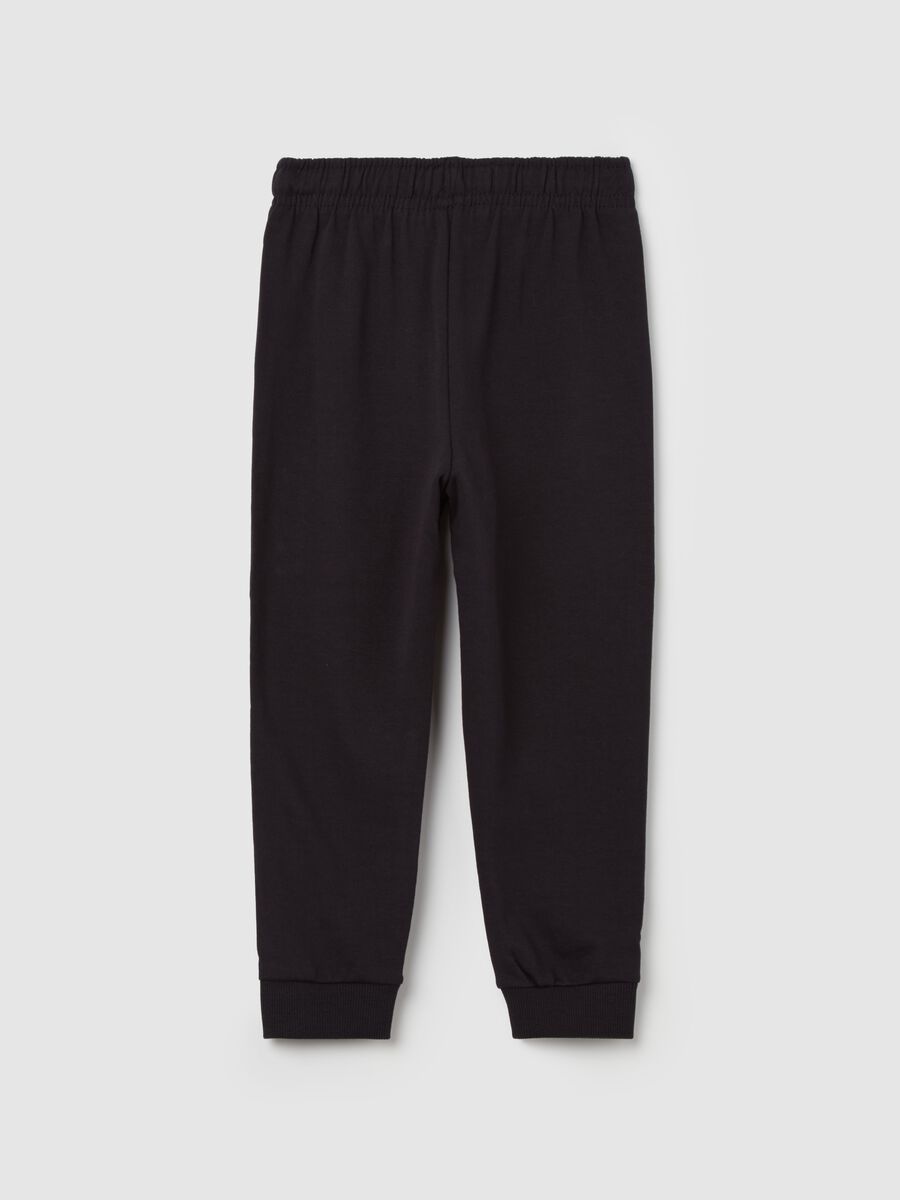 Joggers in cotone bio con coulisse e stampa_1