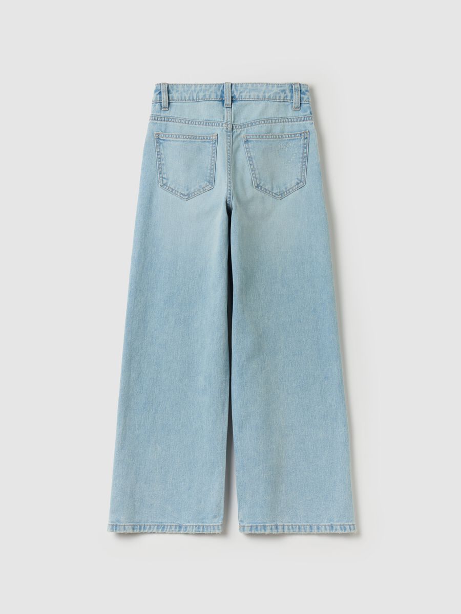 Jeans culotte con cuori ricamati_1