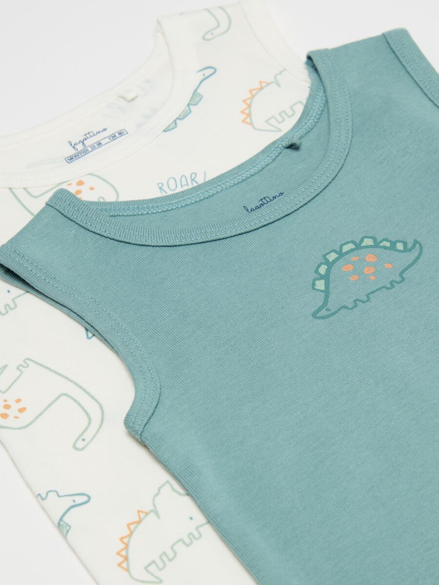 Two-pack organic cotton bodysuits with dinosaurs print_2