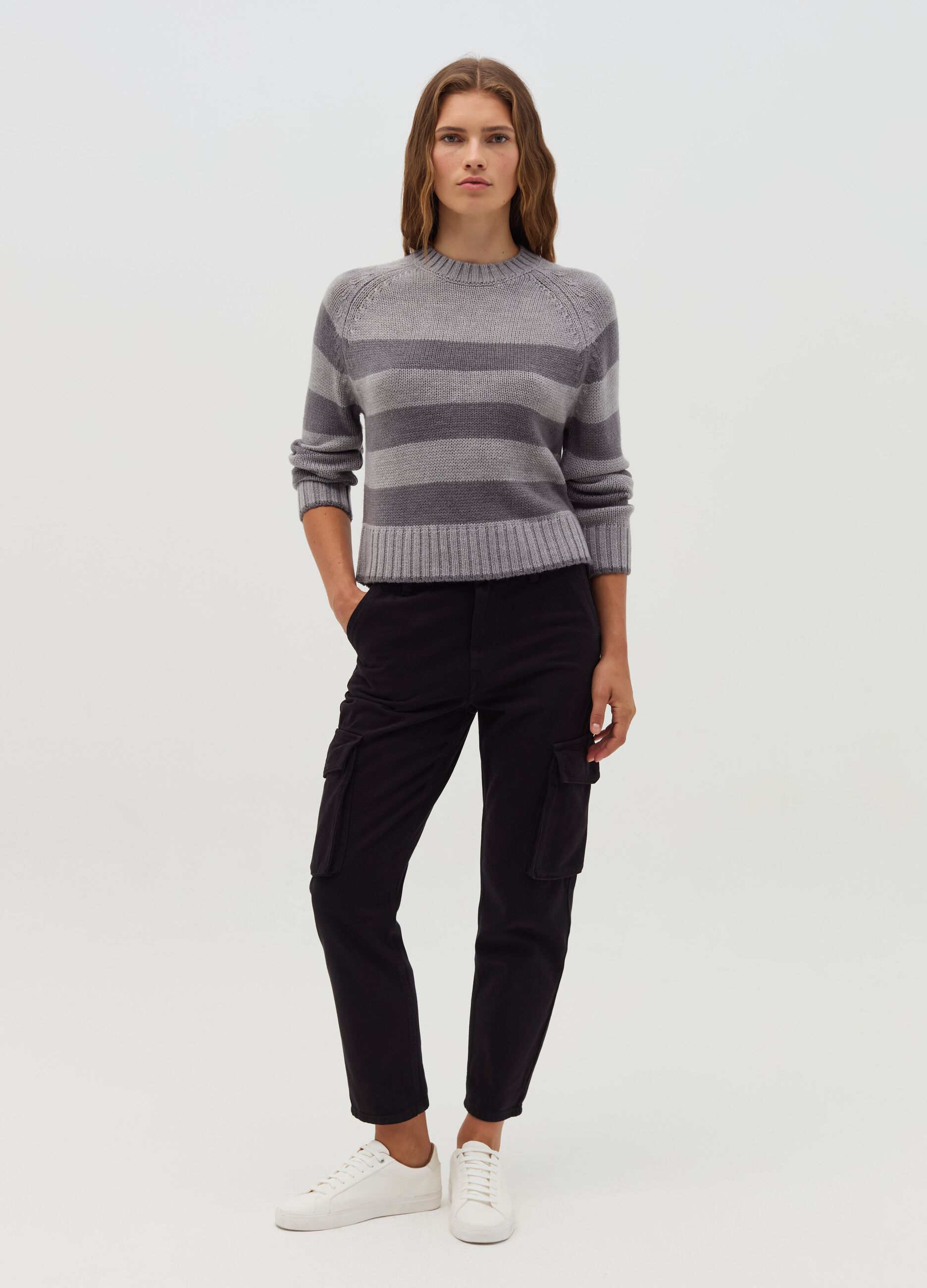 Striped pullover with raglan sleeves