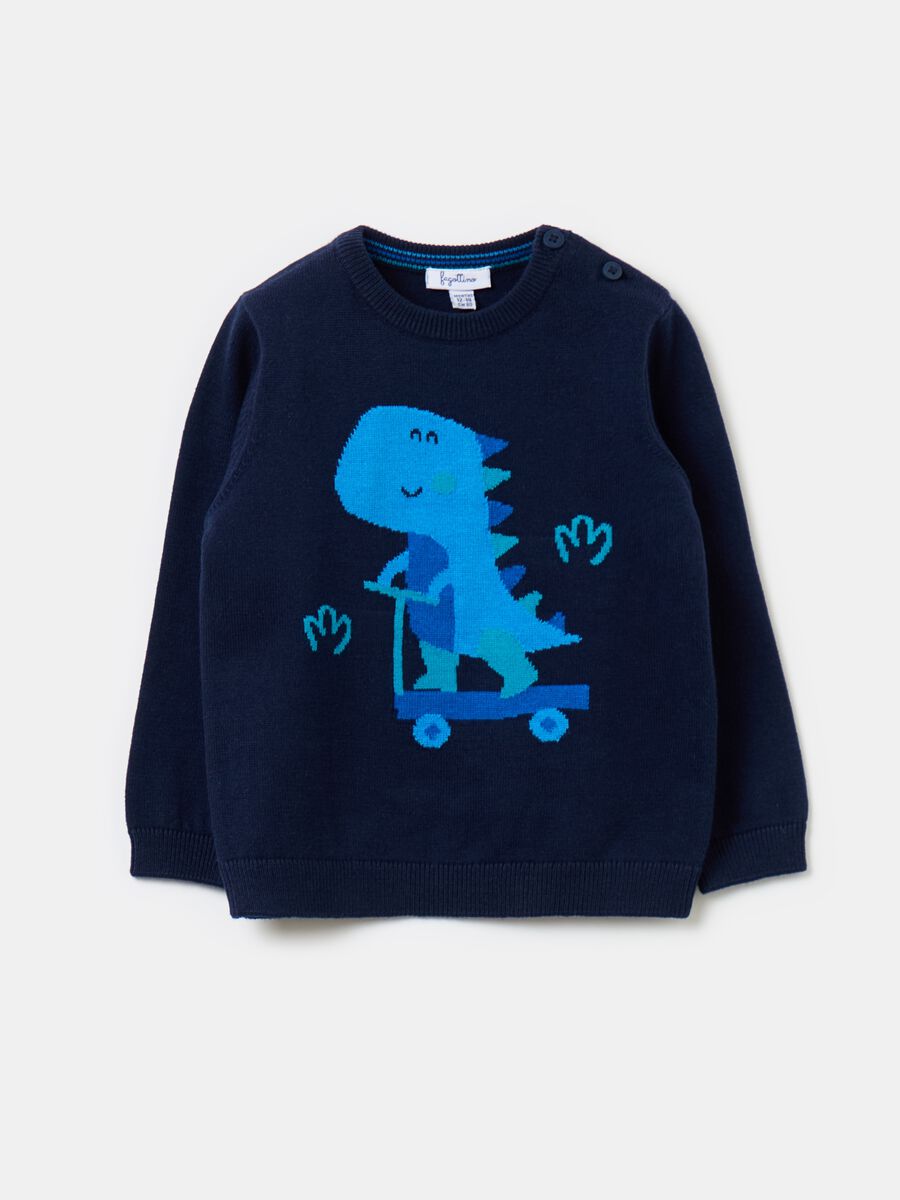 Cotton pullover with dinosaur design_0