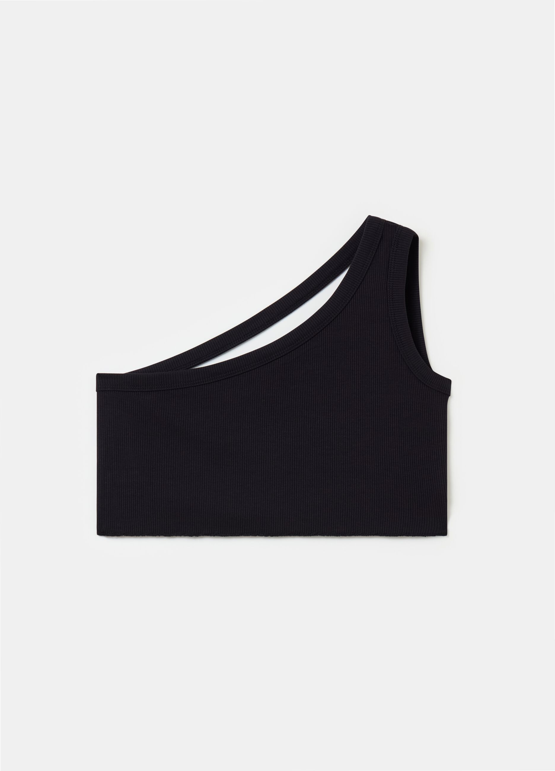 One-Shoulder Backless Tank Black