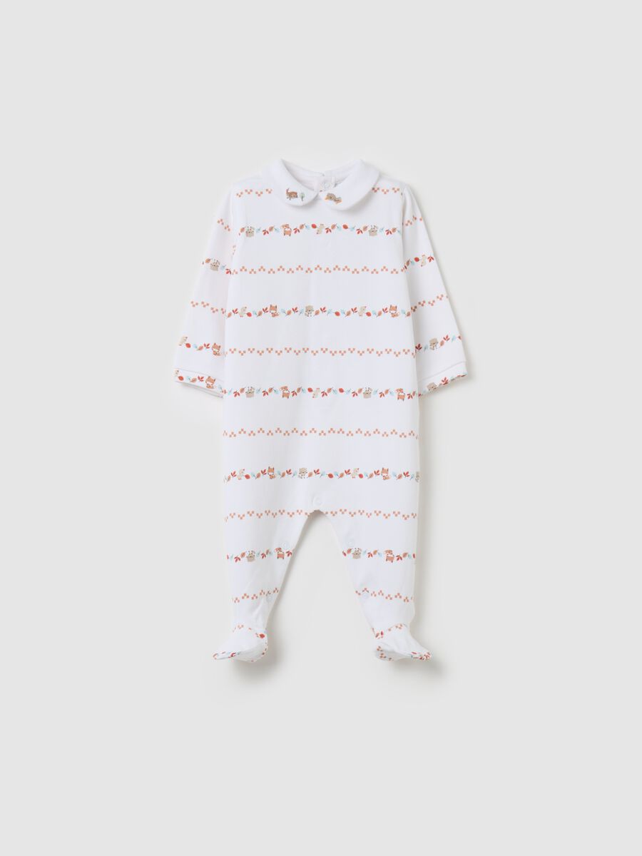 Organic cotton onesie with feet and print_0