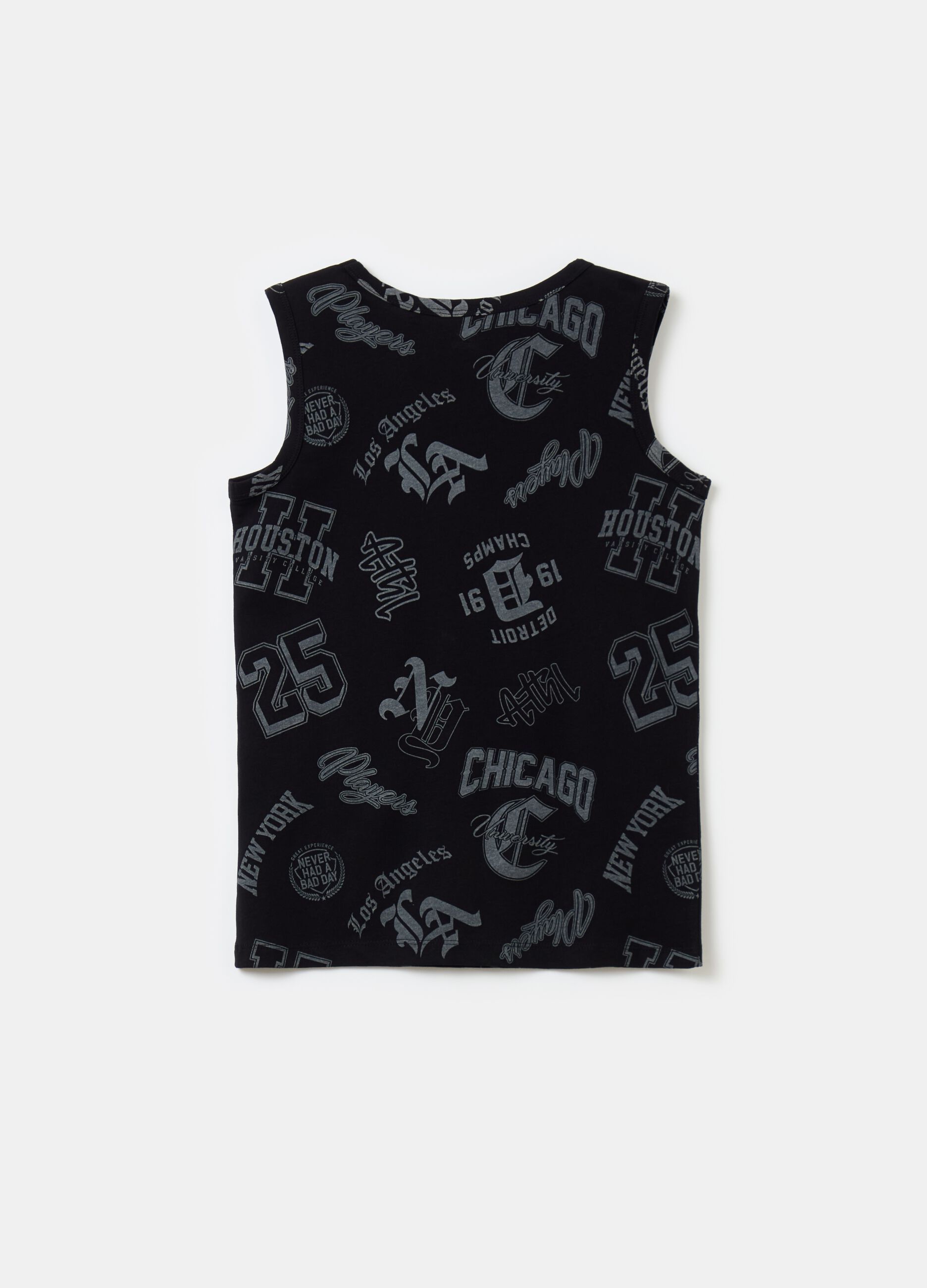 Cotton racerback vest with print