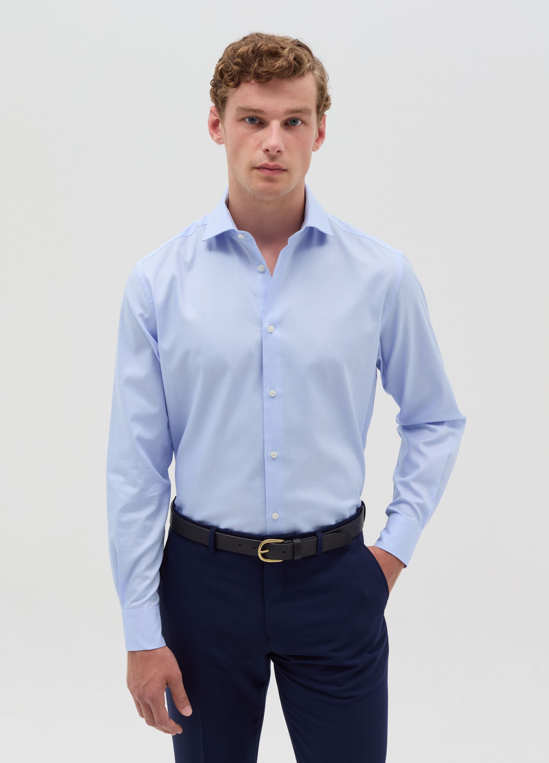 Regular-fit easy-iron shirt in Oxford cotton