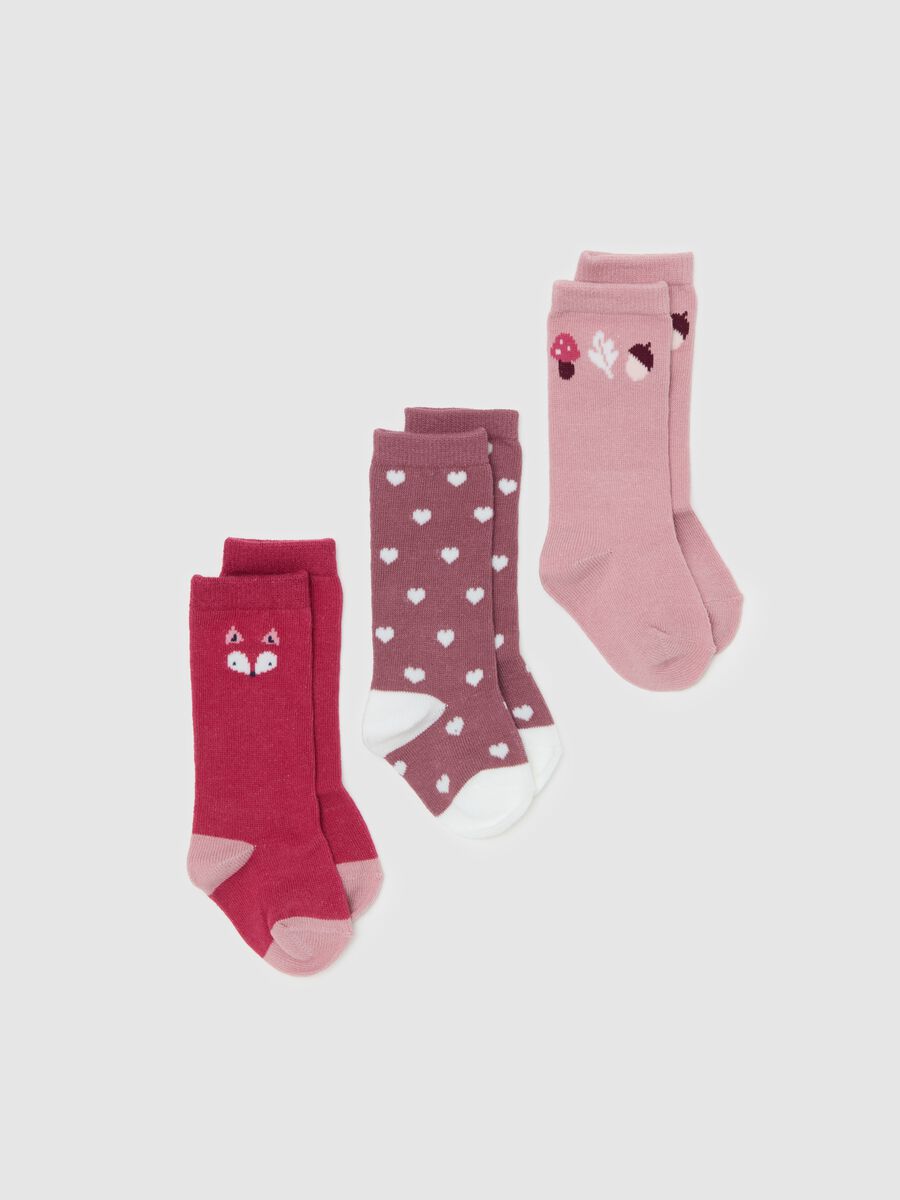 Three-pair pack socks in organic cotton with hearts design_0