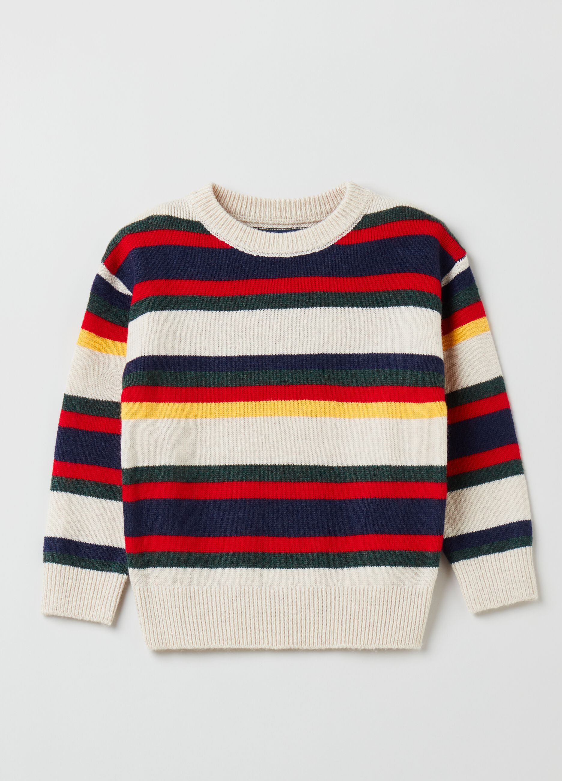 Pullover with multicolour striped pattern