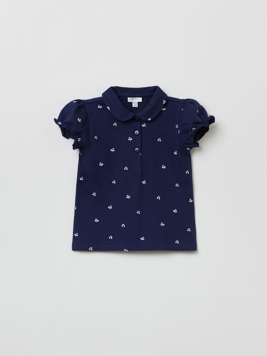 Piquet polo shirt with all-over cherries print_0