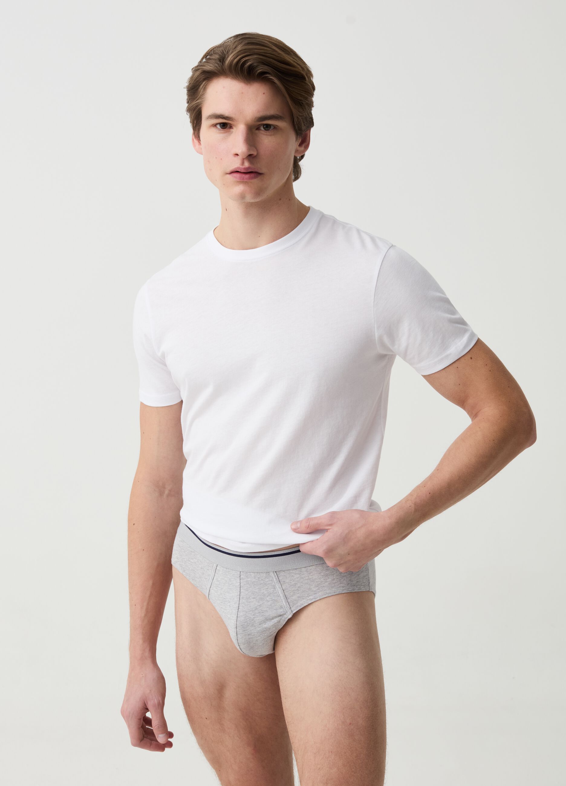 Three-pack briefs with striped trim