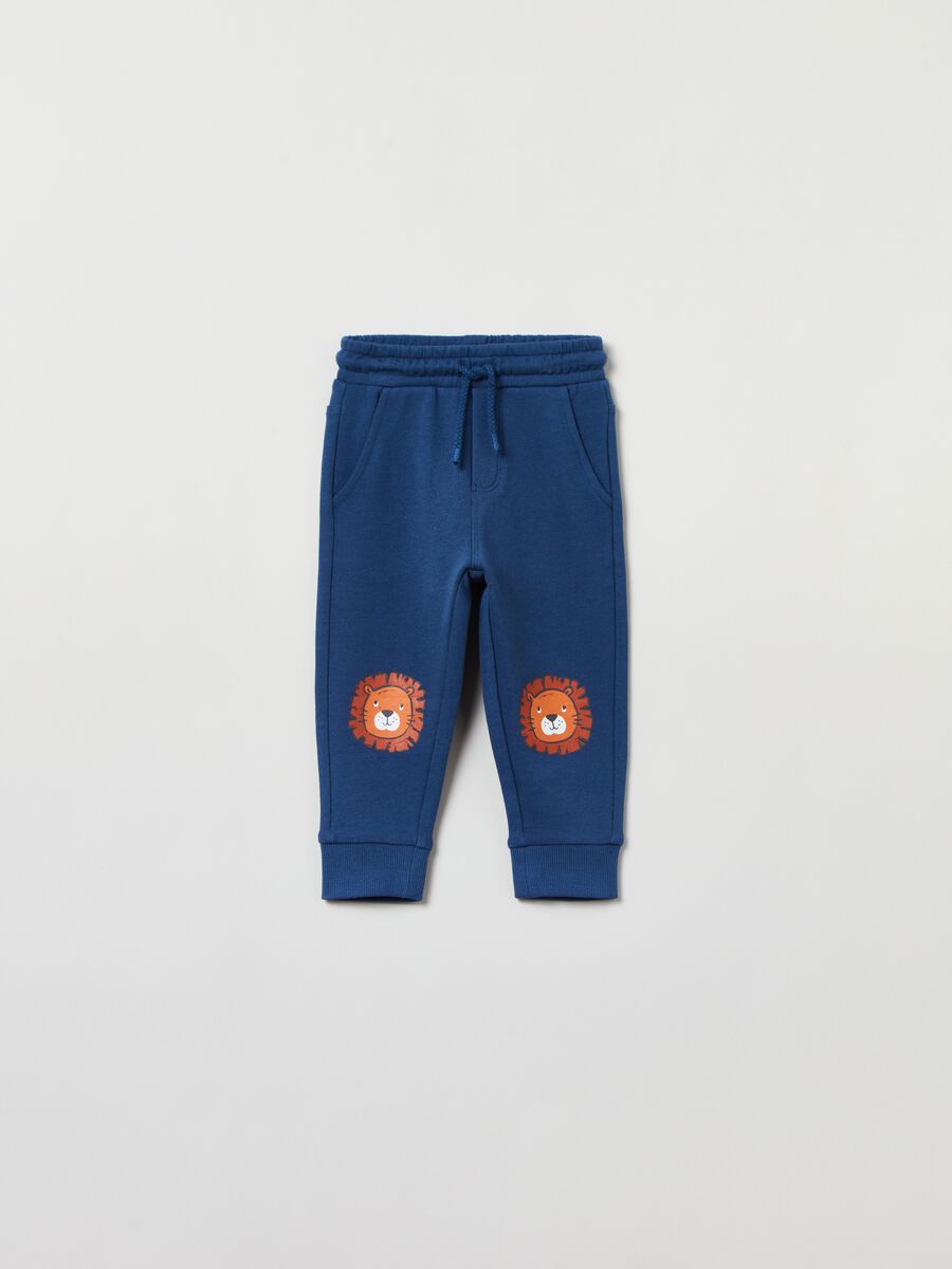 Fleece joggers with drawstring and print_0