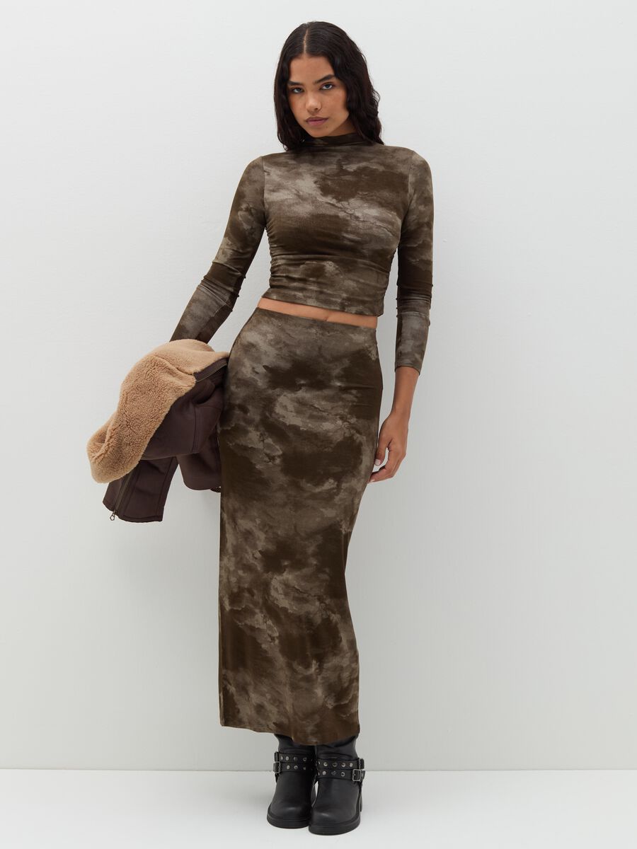 Long camouflage pencil skirt_0