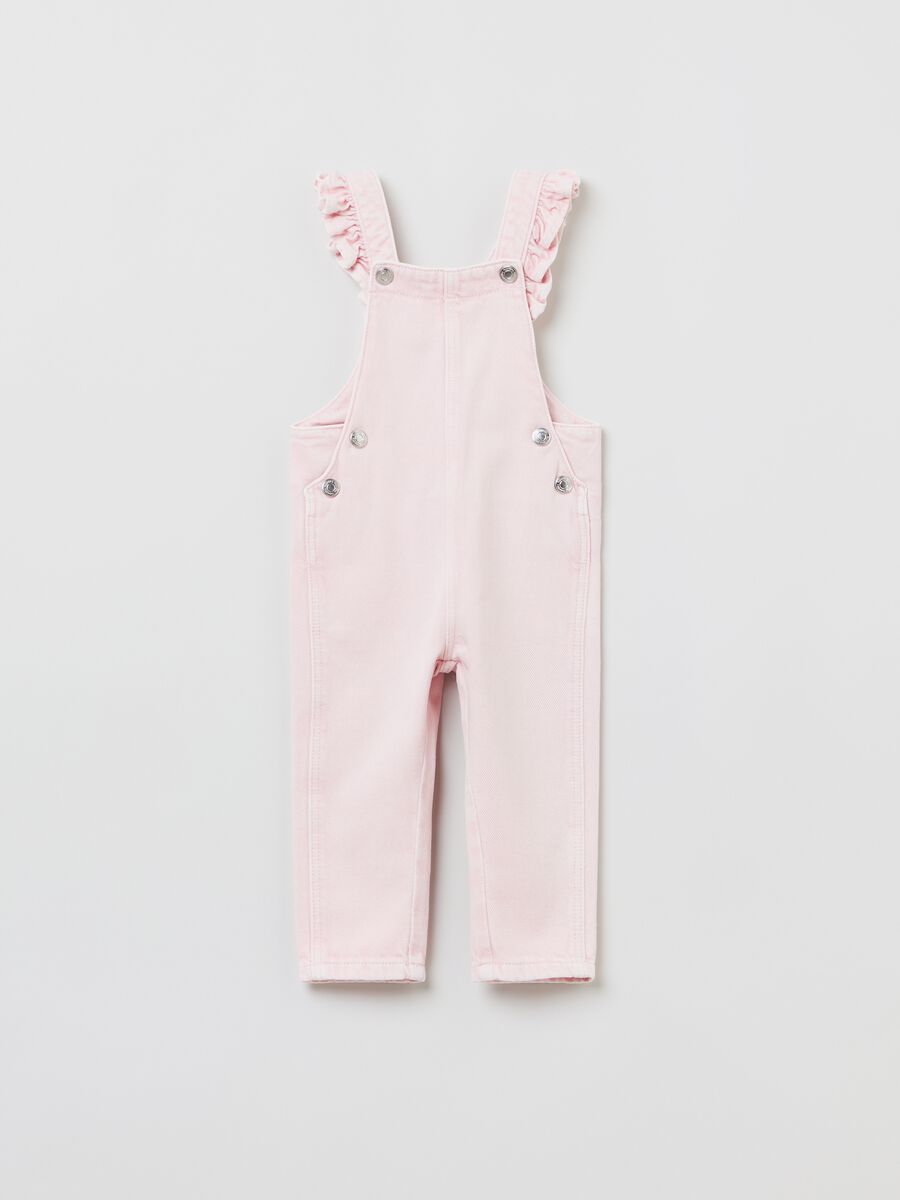 Denim dungarees with frills_0