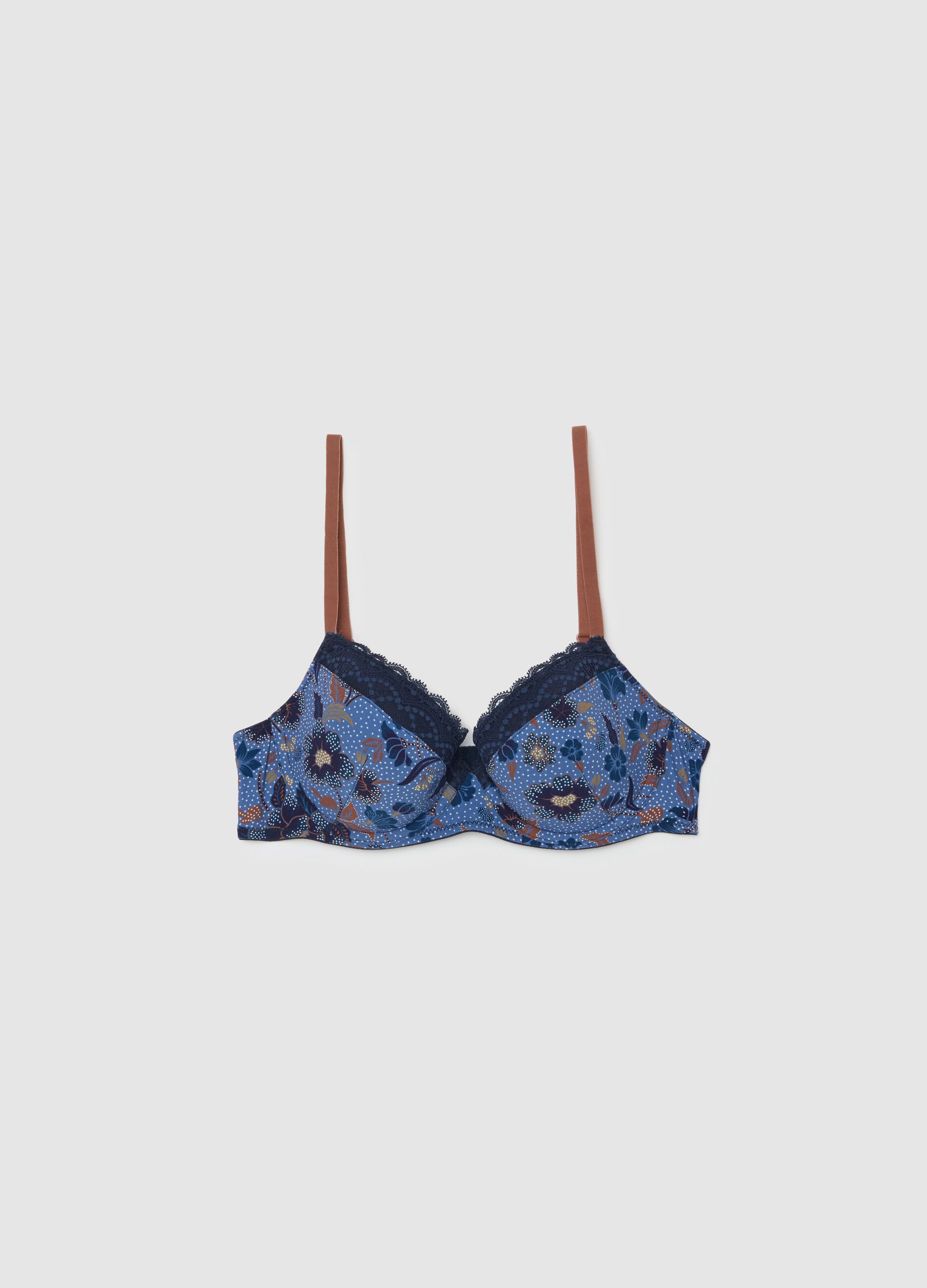 Reggiseno imbottito stampato con pizzo